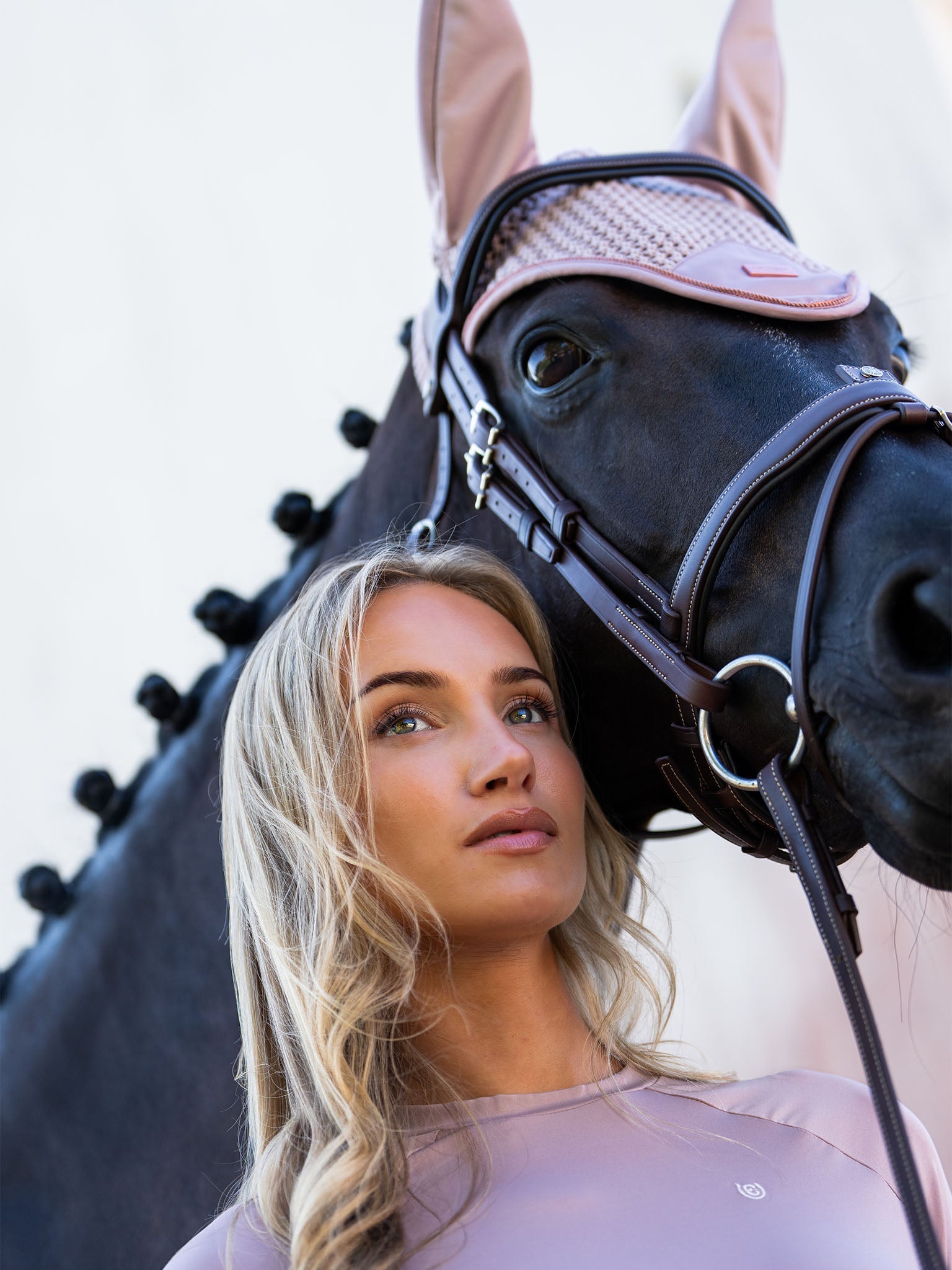 Equestrian Stockholm Ear Bonnet Modern Midsummer Blush - Equestrian Stockholm - Equiluxe Tack