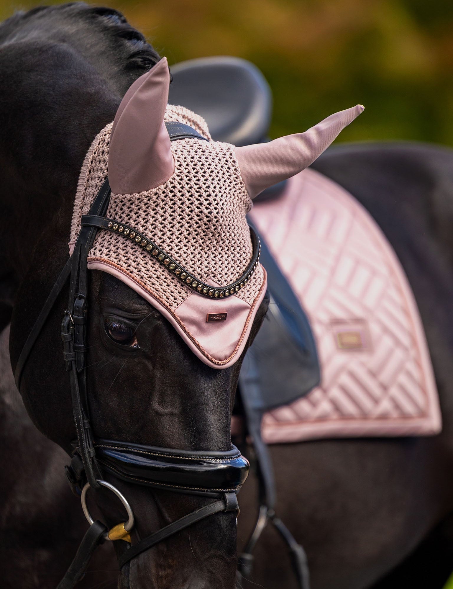 Equestrian Stockholm Ear Bonnet Modern Midsummer Blush - Equestrian Stockholm - Equiluxe Tack