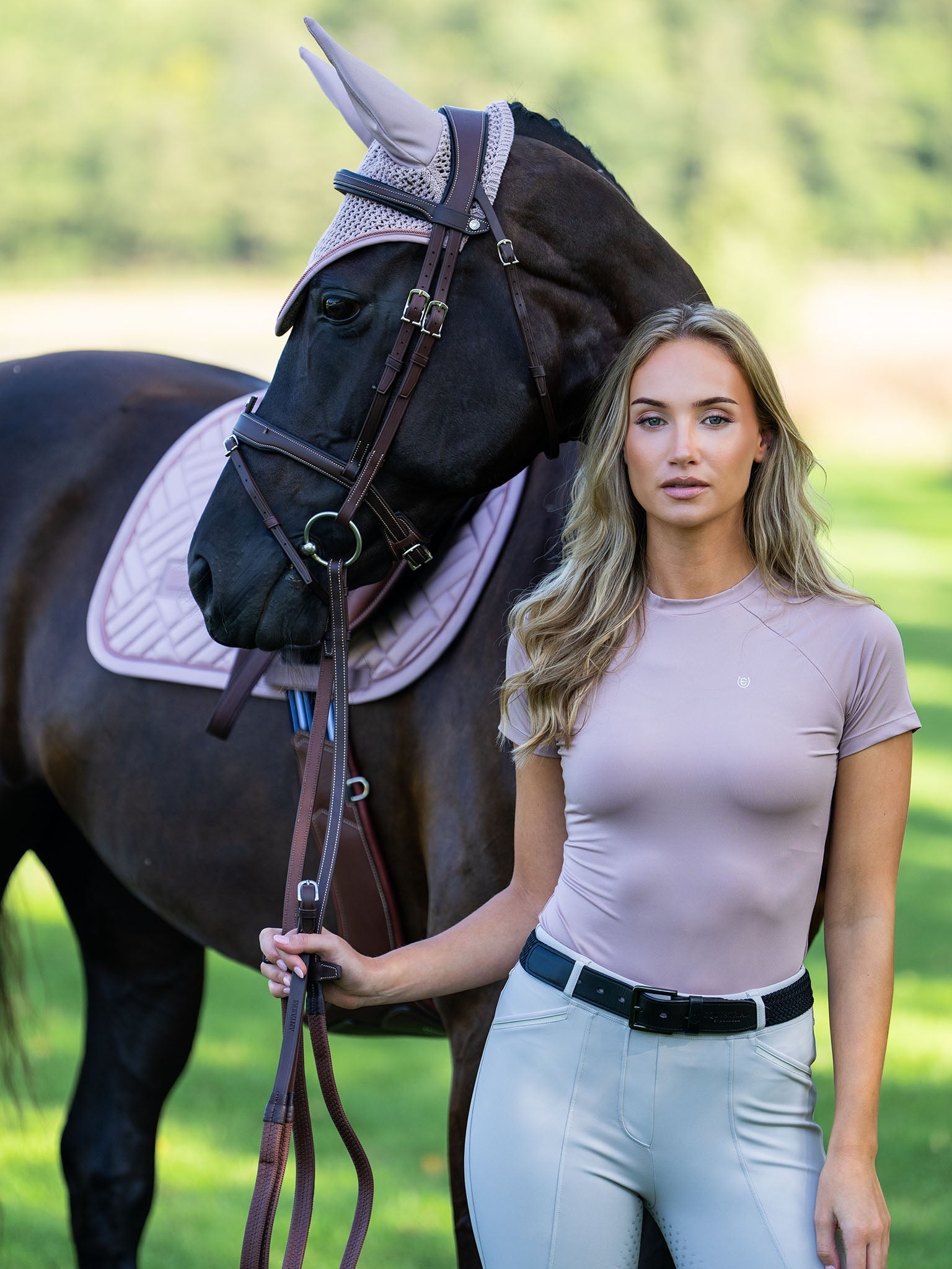 Equestrian Stockholm Ear Bonnet Modern Midsummer Blush - Equestrian Stockholm - Equiluxe Tack
