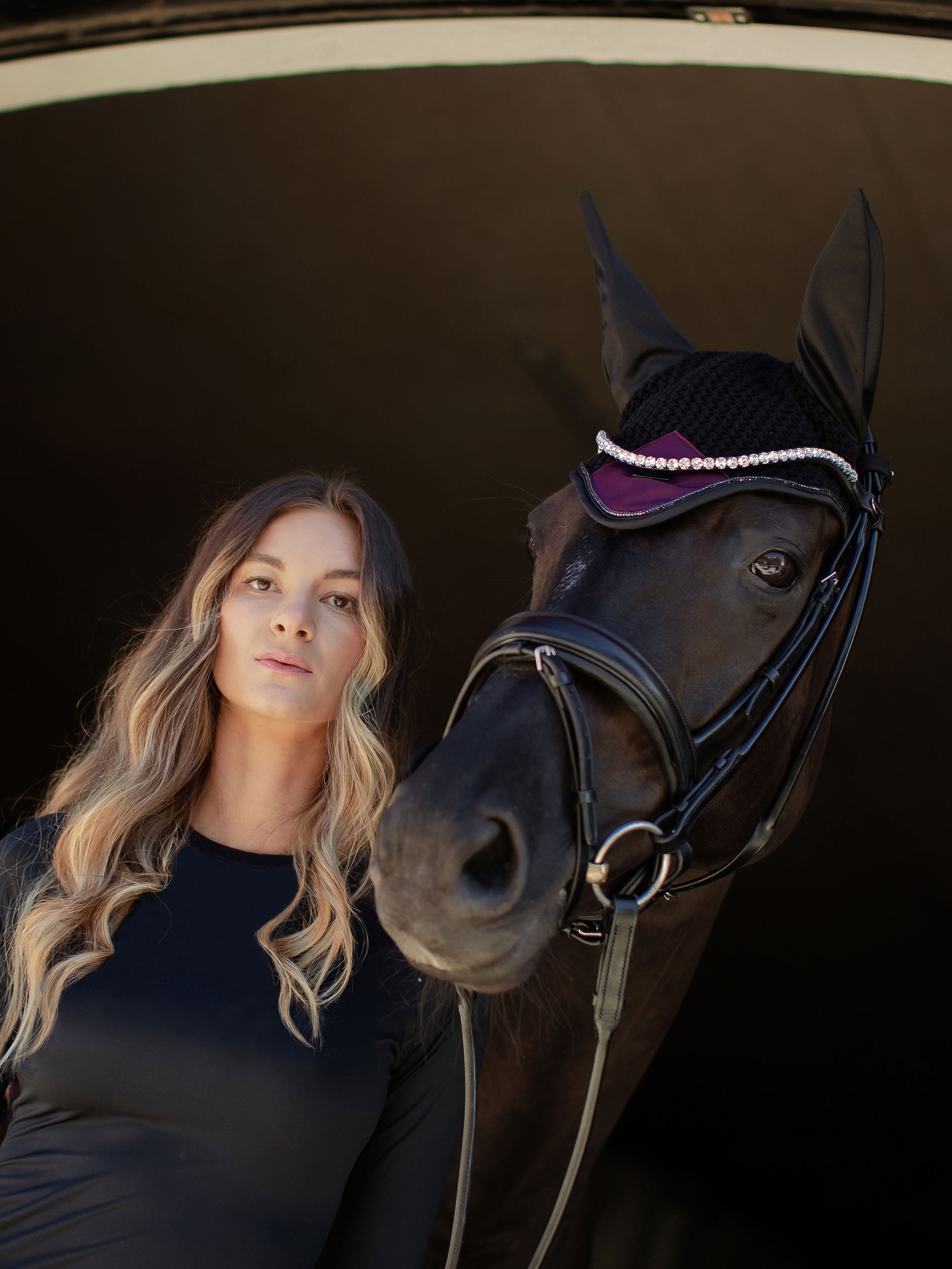 Equestrian Stockholm Ear Bonnet Modern Purple Night - Equestrian Stockholm - Equiluxe Tack