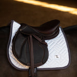 Equestrian Stockholm Jump Saddle Pad Modern White Dark Violet - Equestrian Stockholm - Equiluxe Tack