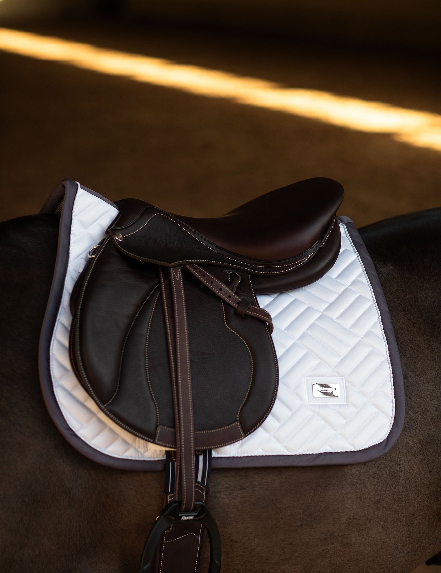Equestrian Stockholm Jump Saddle Pad Modern White Dark Violet - Equestrian Stockholm - Equiluxe Tack