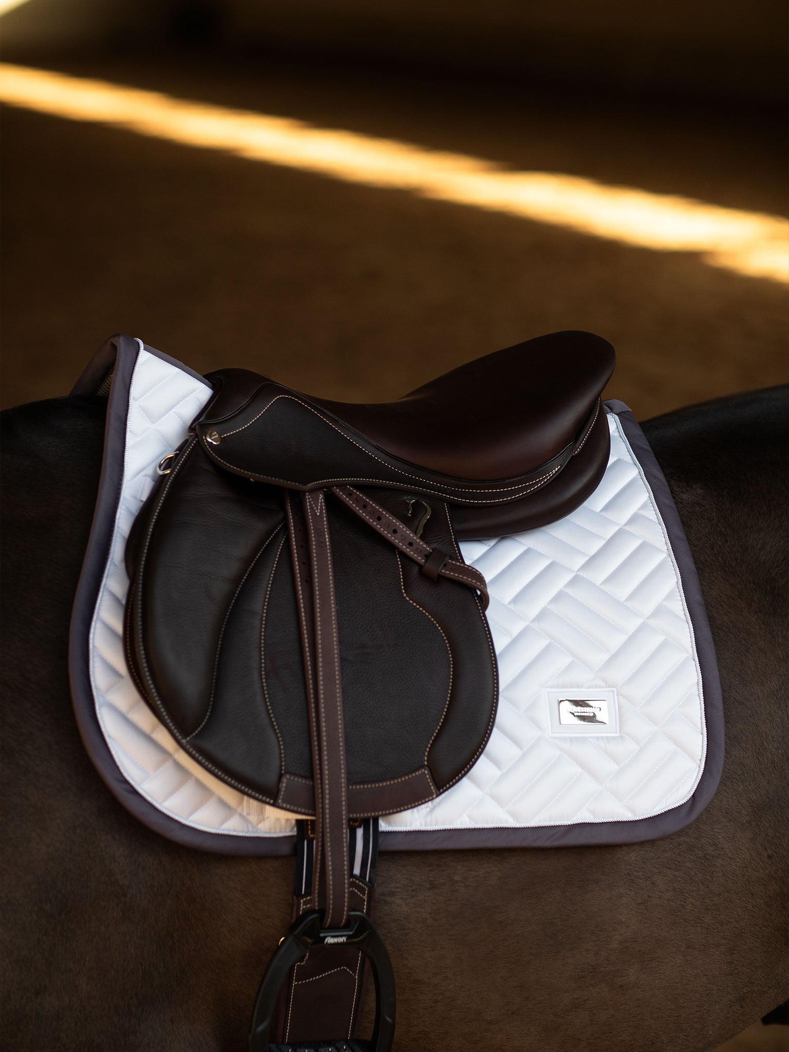Equestrian Stockholm Jump Saddle Pad Modern White Dark Violet - Equestrian Stockholm - Equiluxe Tack