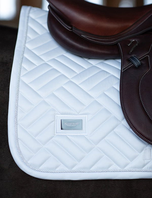 Equestrian Stockholm Jump Saddle Pad Modern White Perfection - Equestrian Stockholm - Equiluxe Tack