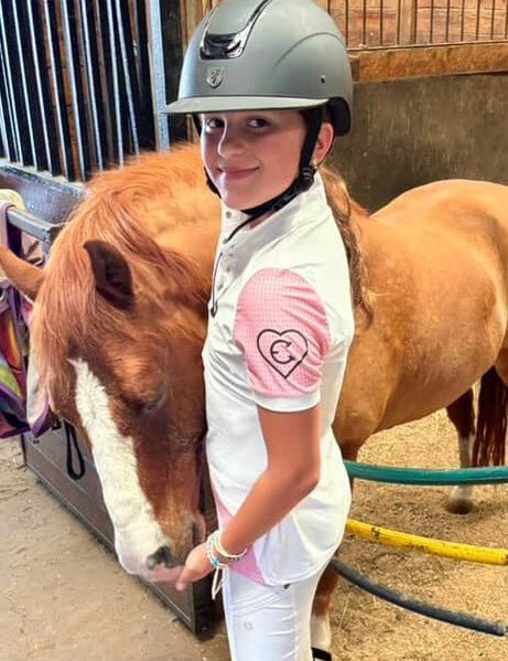 EQUESTRIANCLUB LIL’LENNA Short Sleeve - White/Pink - Equestrian Club - Equiluxe Tack