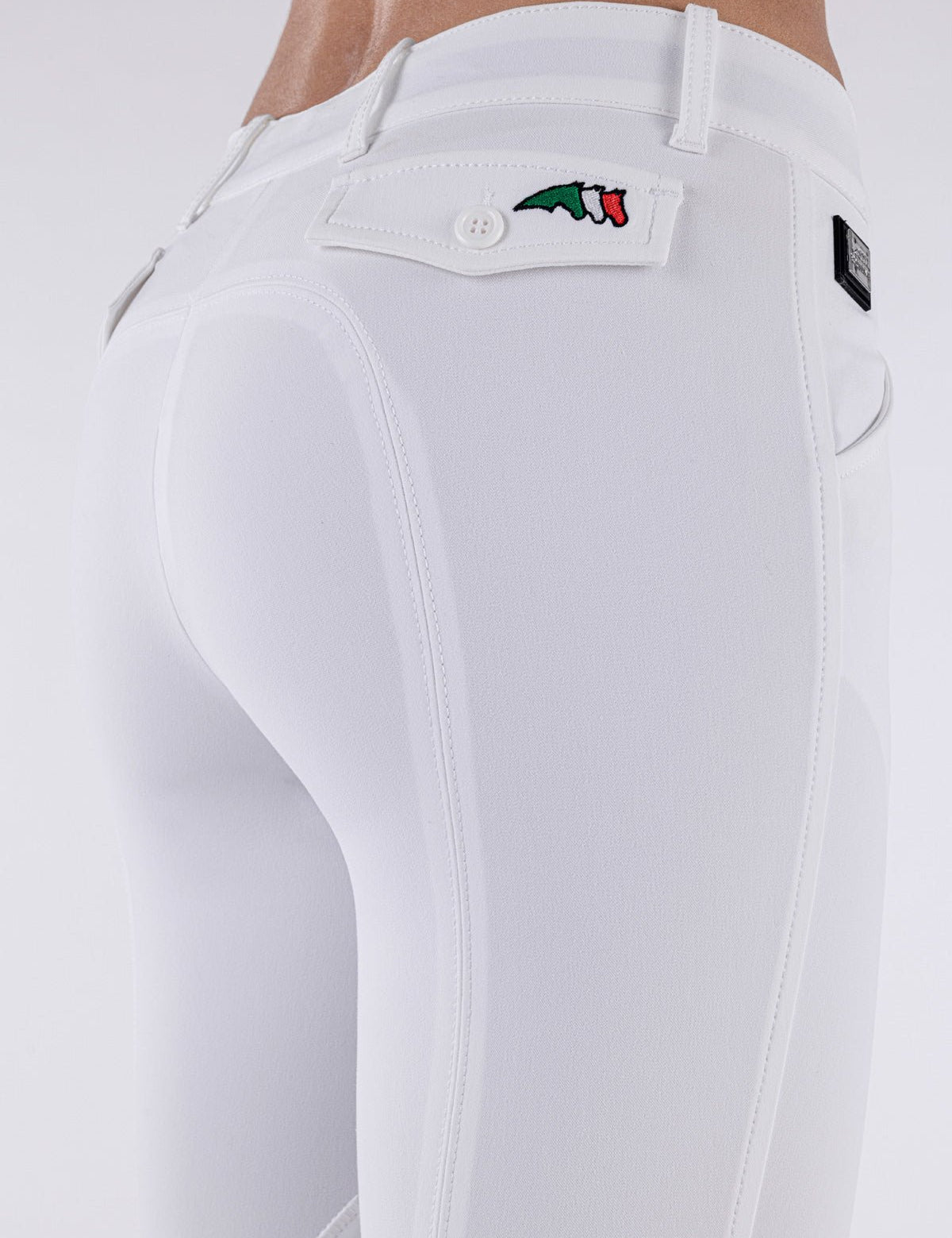 Equiline Boston "Black Triangle" Women's Riding Breeches - White - Equiline - Equiluxe Tack