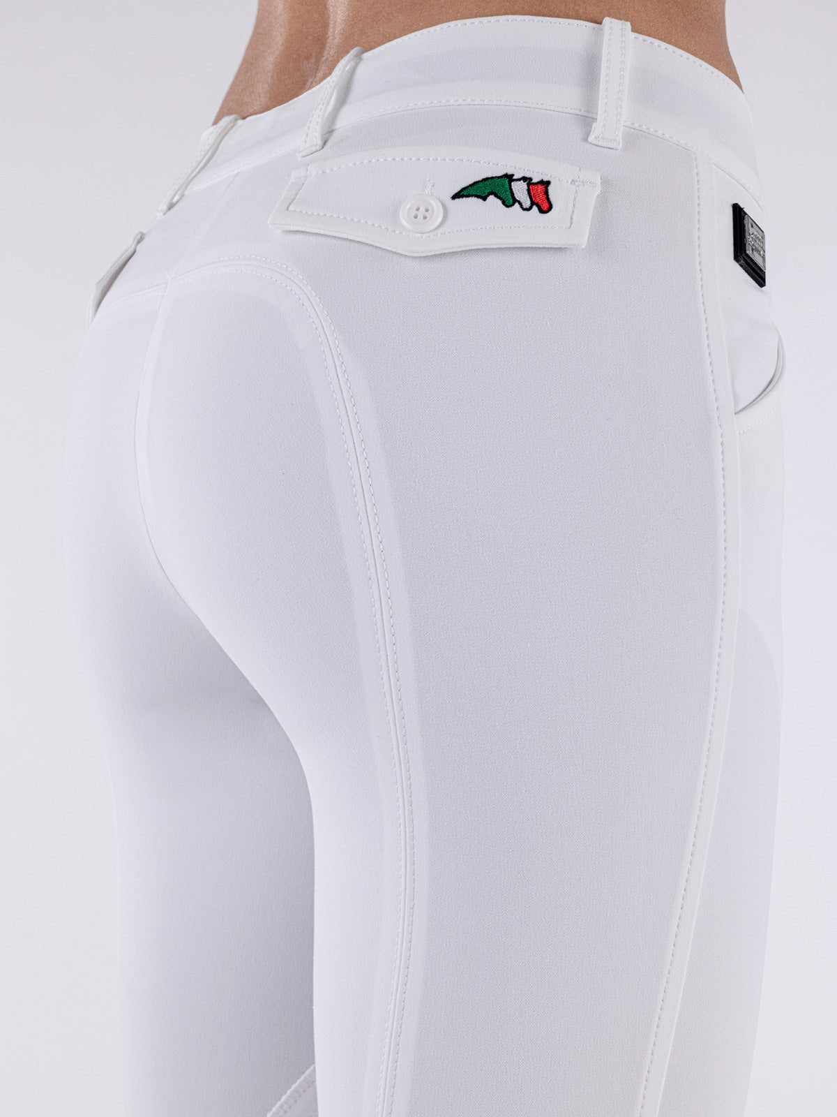 Equiline Boston "Black Triangle" Women's Riding Breeches - White - Equiline - Equiluxe Tack