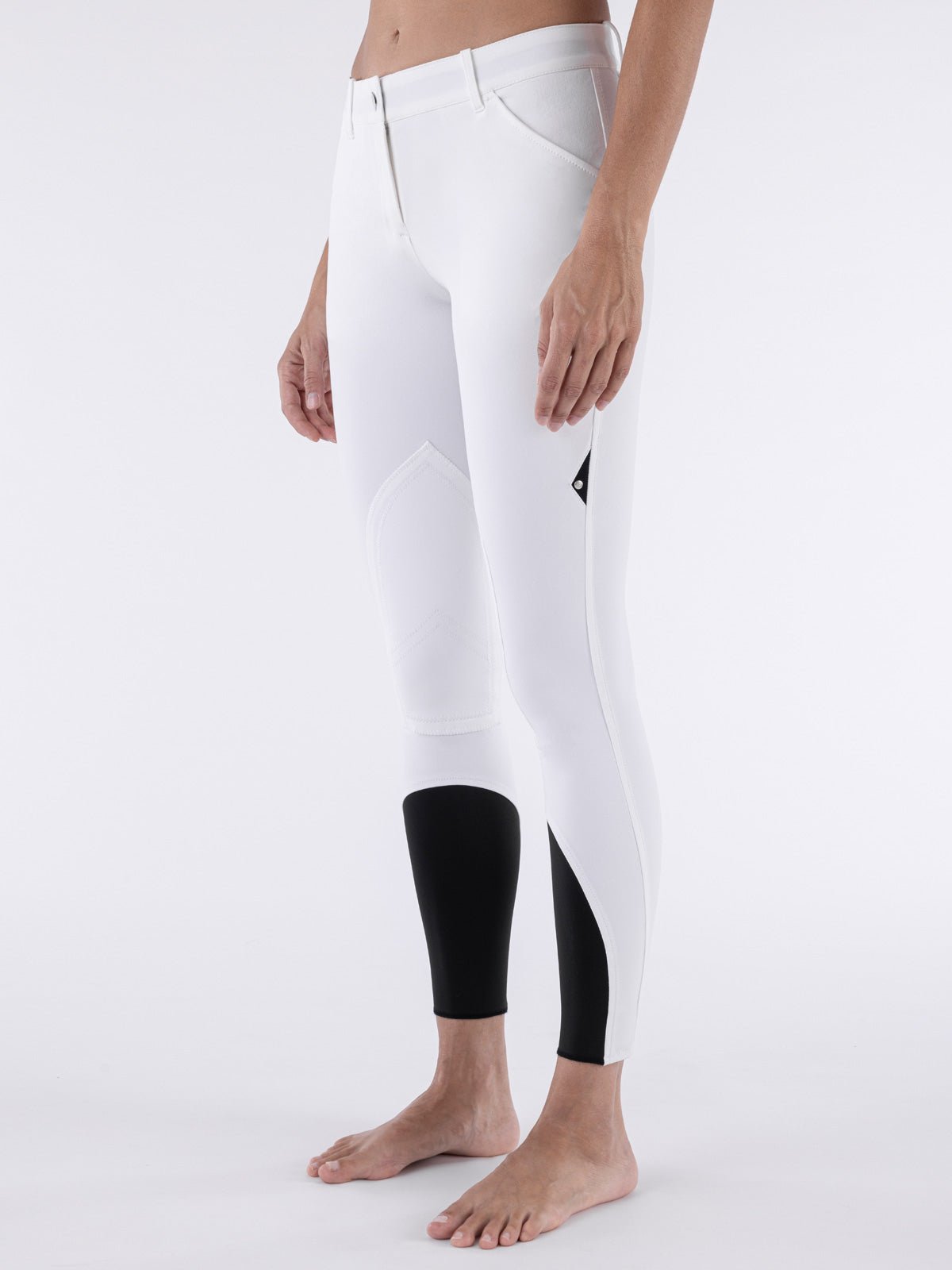 Equiline Boston "Black Triangle" Women's Riding Breeches - White - Equiline - Equiluxe Tack