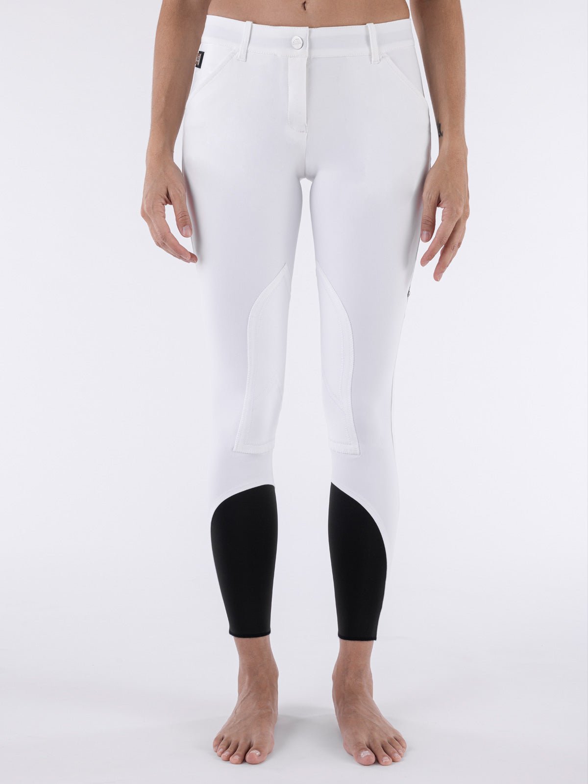 Equiline Boston "Black Triangle" Women's Riding Breeches - White - Equiline - Equiluxe Tack