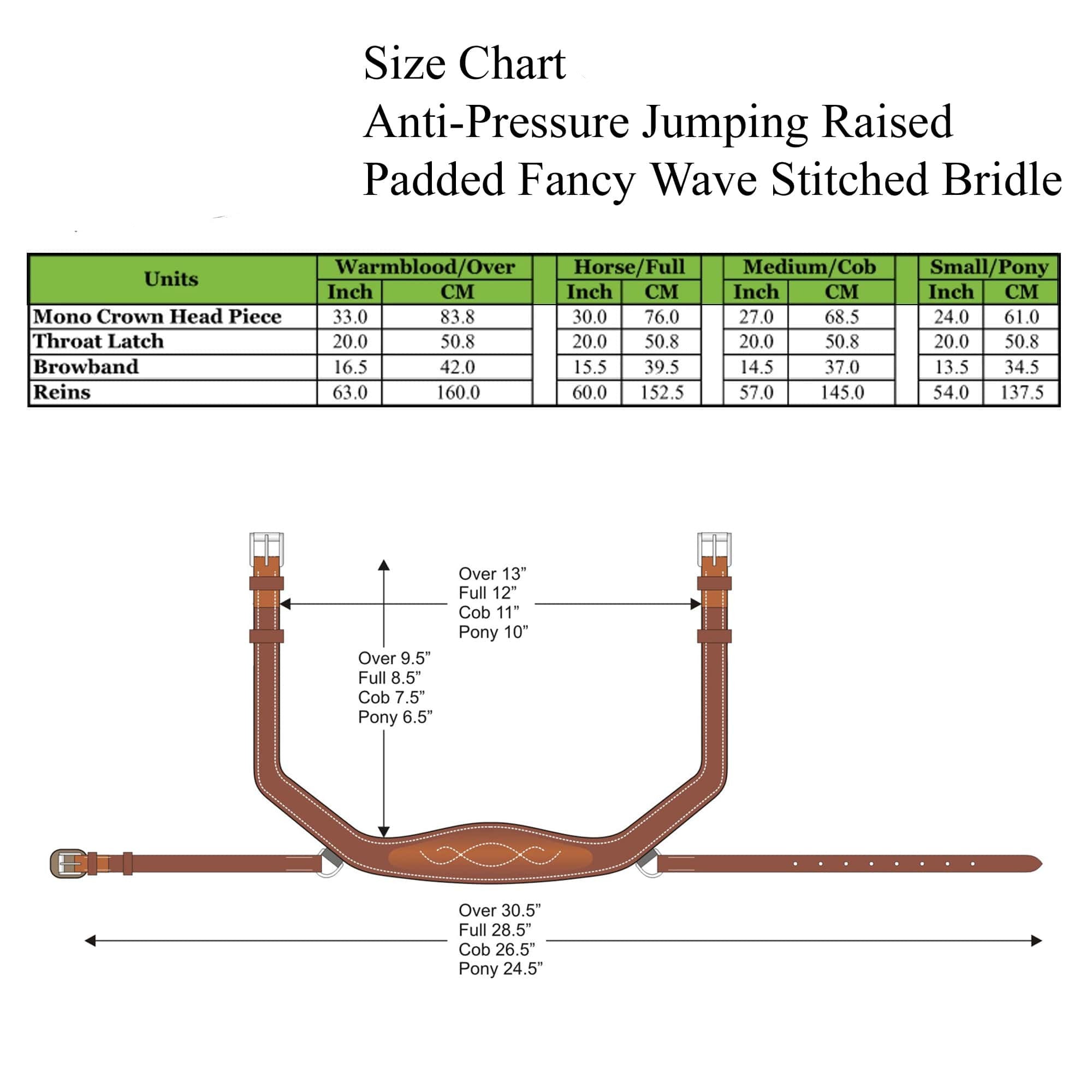 Equiluxe Anti - Pressure Anatomic Jumping Fancy Wave Stitched Bridle - Horse Size - Equiluxe Tack - Equiluxe Tack