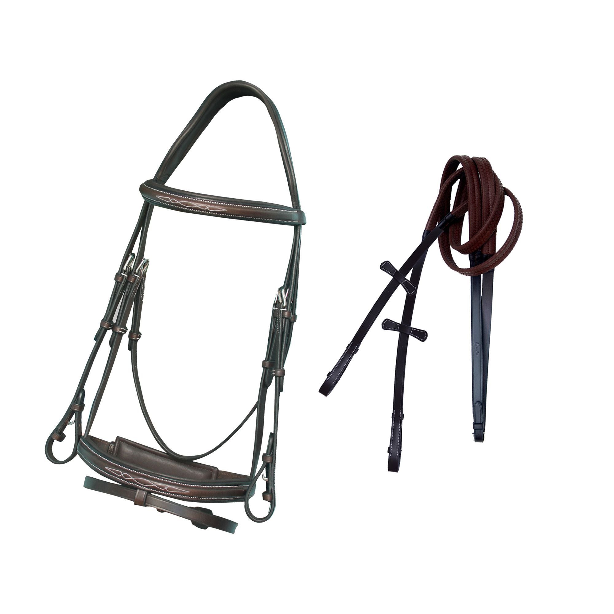 Equiluxe Fancy Stitched Bridle with Flash & Rubber Reins - Equiluxe Tack - Equiluxe Tack