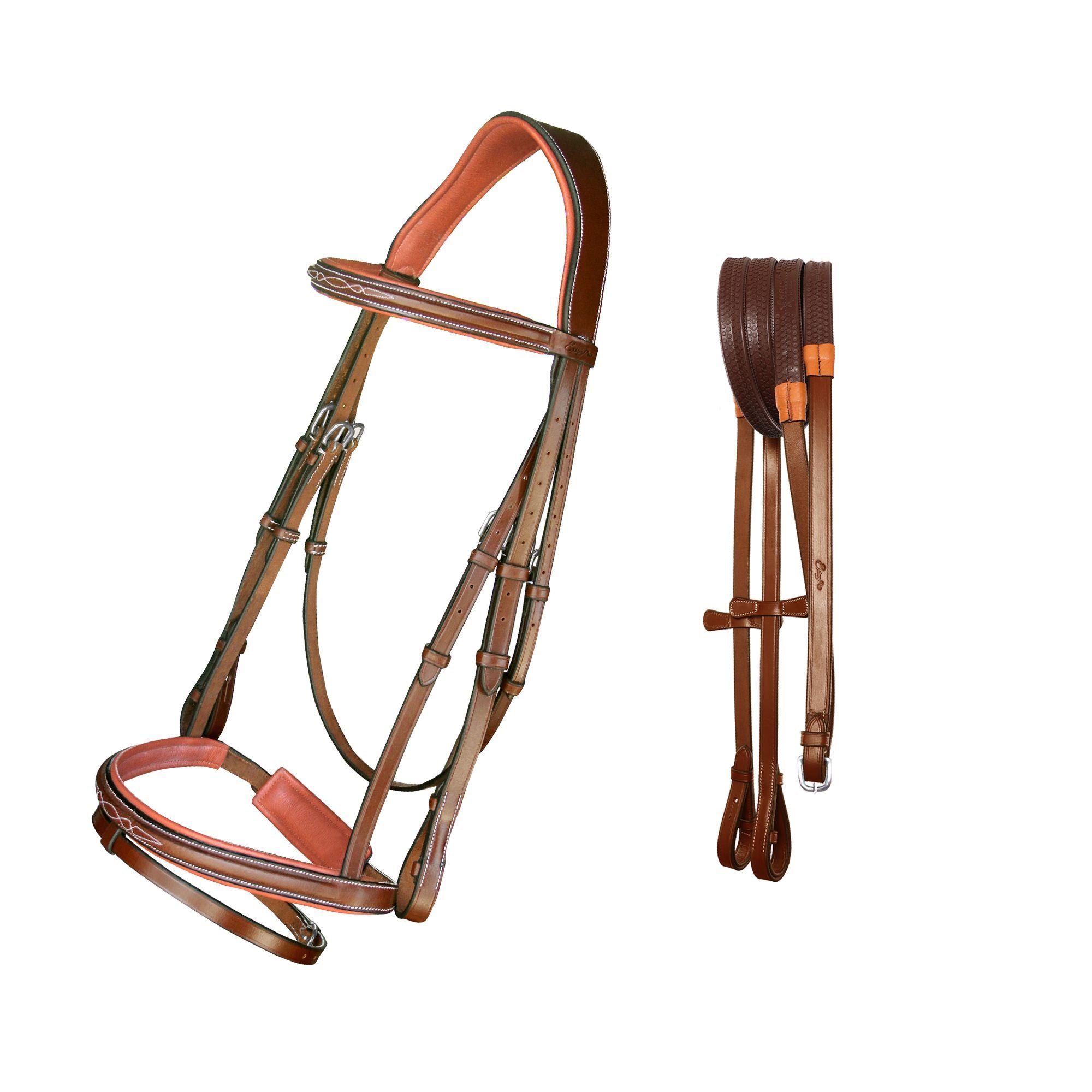 Equiluxe Fancy Stitched Bridle with Flash & Rubber Reins - Equiluxe Tack - Equiluxe Tack