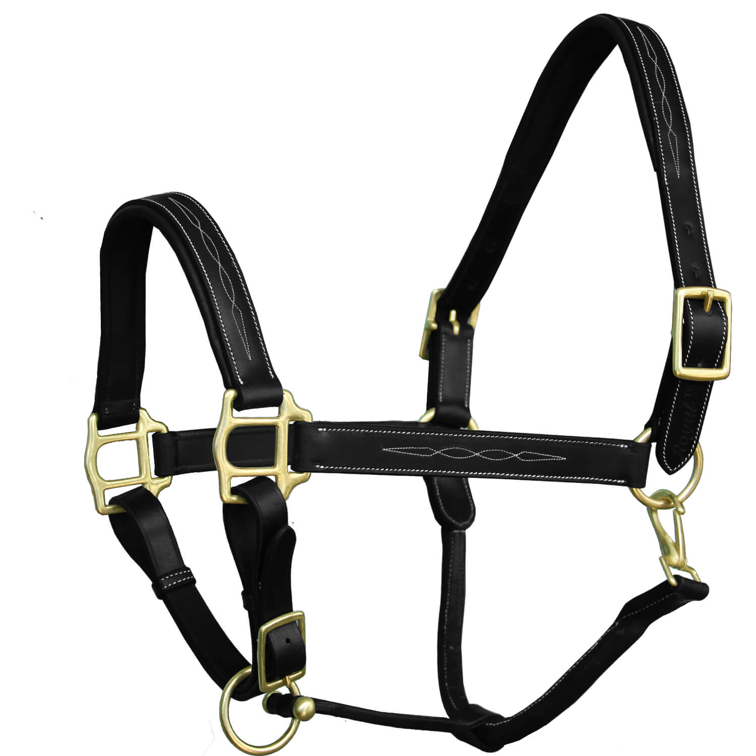 Equiluxe Fancy Stitched Leather Halter - Brass Hardware - Equiluxe Tack - Equiluxe Tack