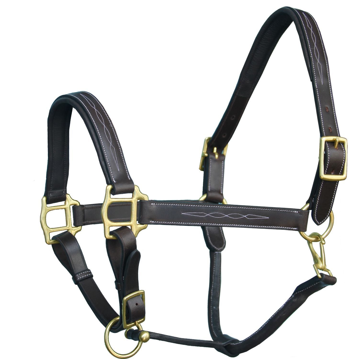 Equiluxe Fancy Stitched Leather Halter - Brass Hardware - Equiluxe Tack - Equiluxe Tack