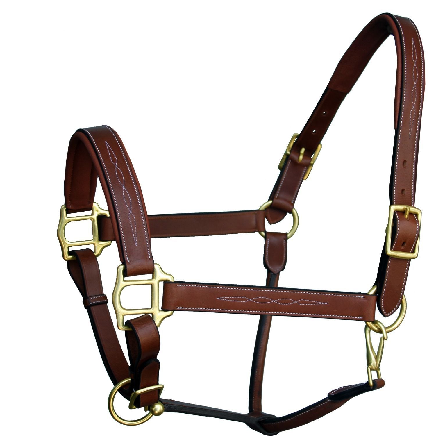 Equiluxe Fancy Stitched Leather Halter - Brass Hardware - Equiluxe Tack - Equiluxe Tack