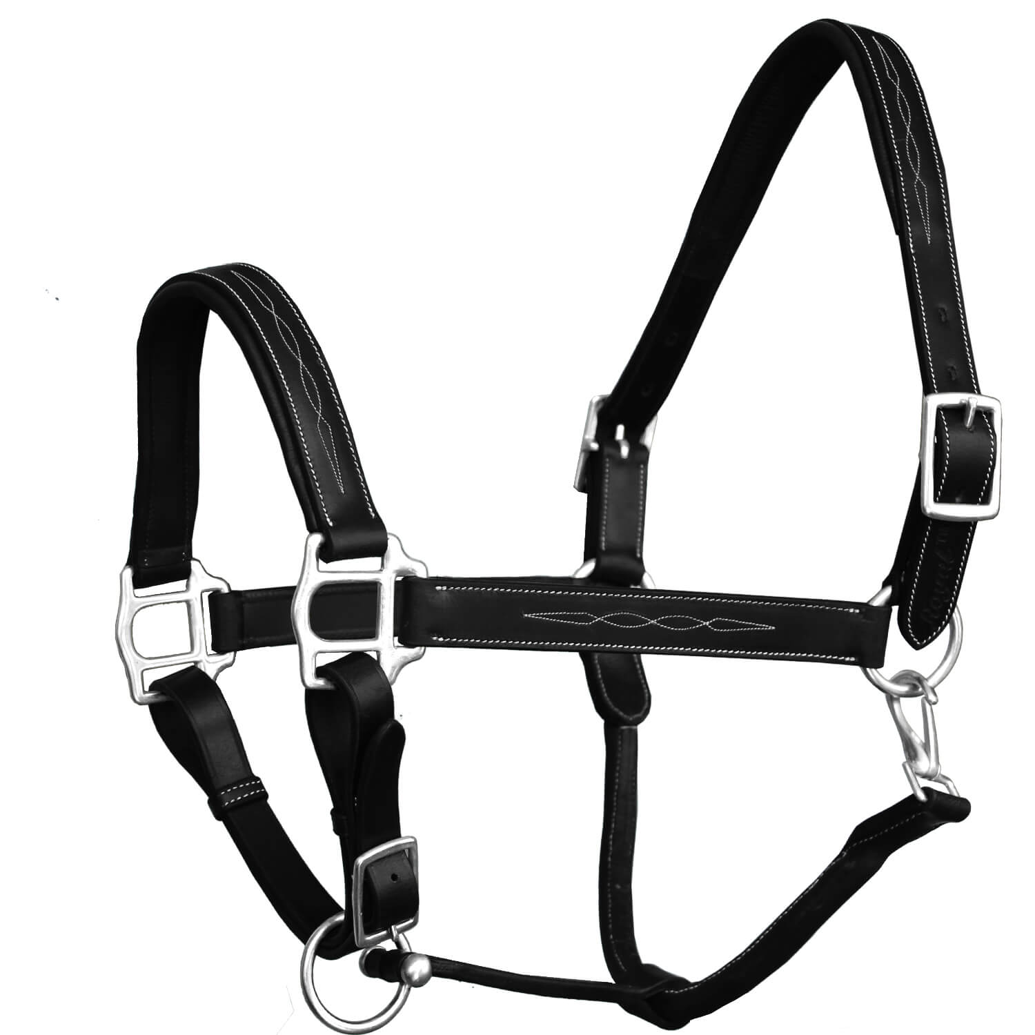 Equiluxe Fancy Stitched Leather Halter - Brass Nickel Hardware - Equiluxe Tack - Equiluxe Tack