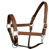 Equiluxe Fancy Stitched Leather Halter - Brass Nickel Hardware - Equiluxe Tack - Equiluxe Tack