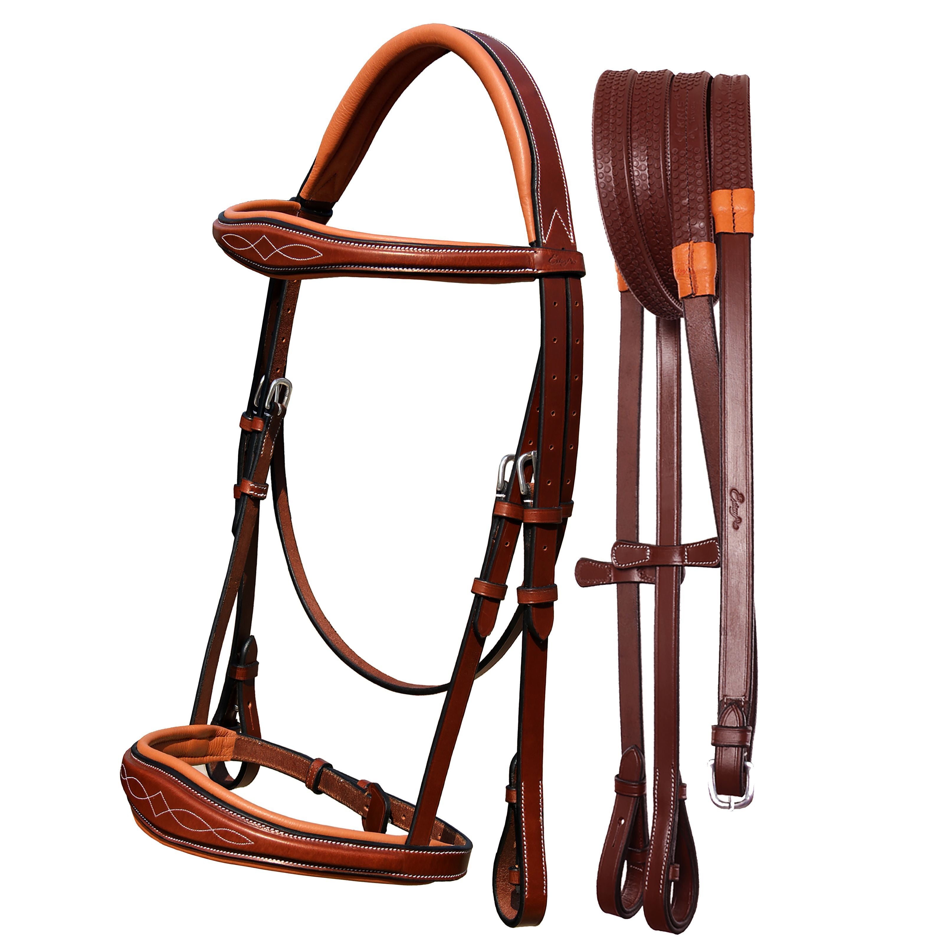 Equiluxe Fancy Stitched Raised Anatomical Hunter Bridle w/ Reins - Equiluxe Tack - Equiluxe Tack