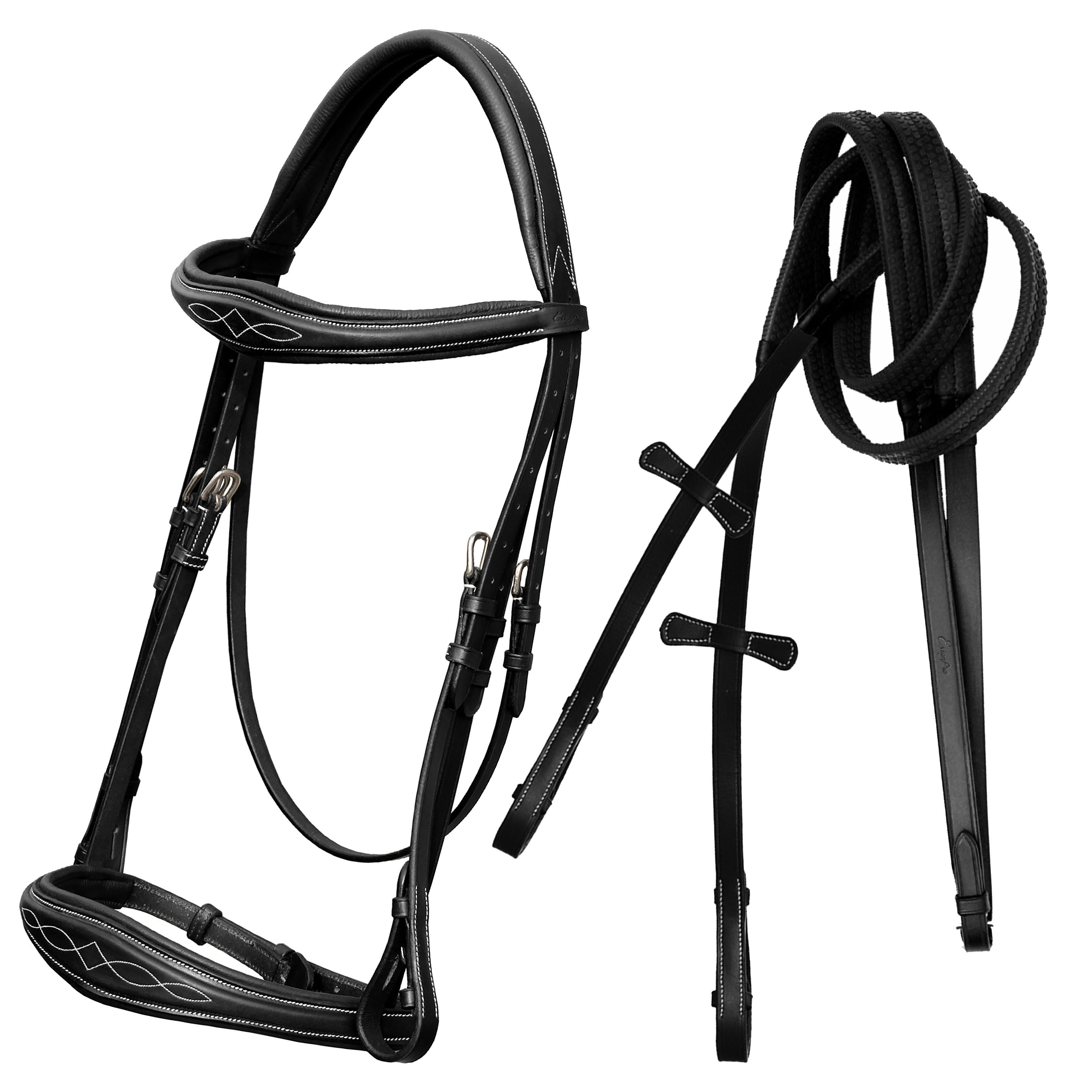 Equiluxe Fancy Stitched Raised Anatomical Hunter Bridle w/ Reins - Equiluxe Tack - Equiluxe Tack