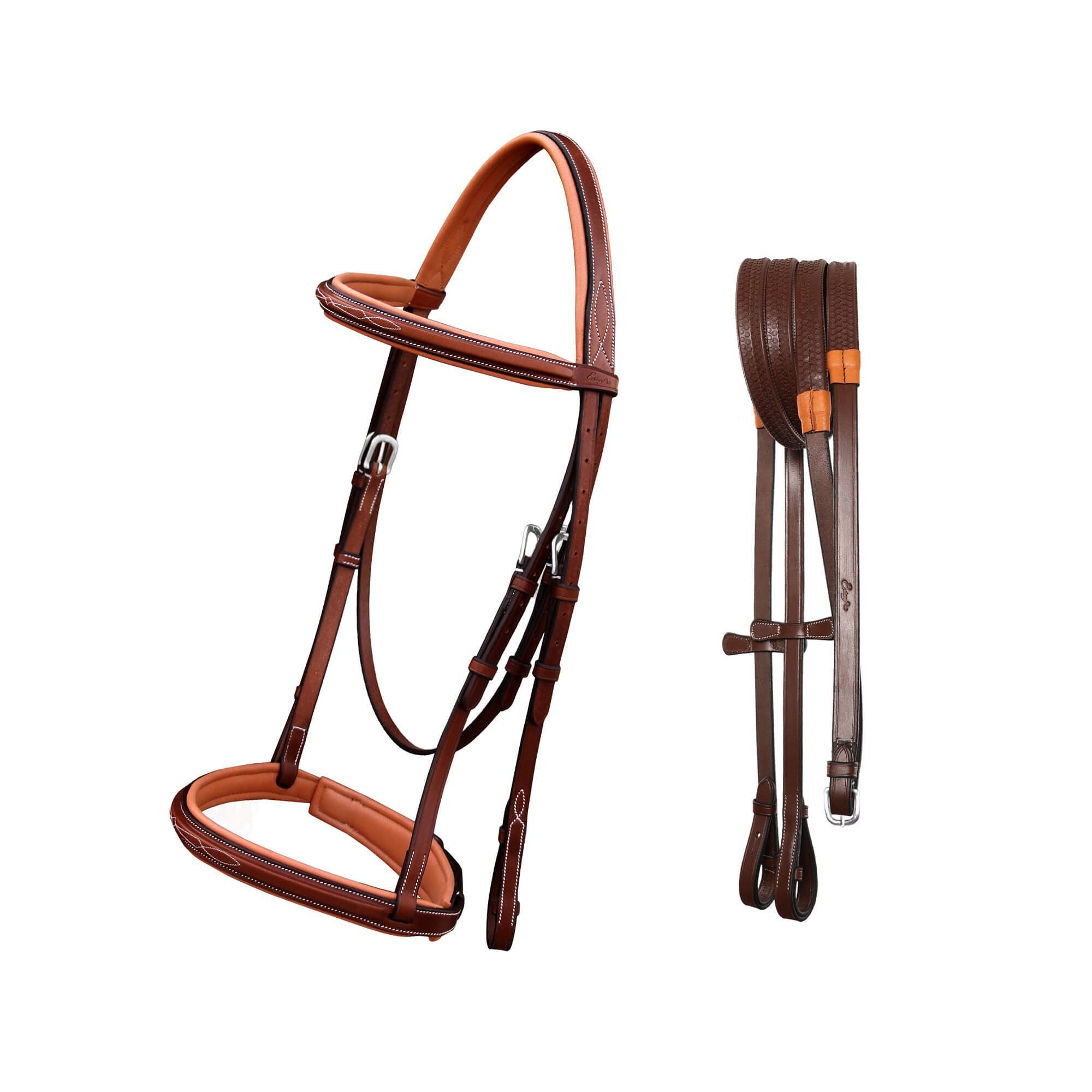 Equiluxe Fancy Stitched Snaffle Hunter Bridle w/ Reins - Equiluxe Tack - Equiluxe Tack