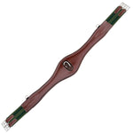 Equiluxe Girth w/ Leather or Sheepskin Padding - Green & Yellow Elastic - Equiluxe Tack - Equiluxe Tack