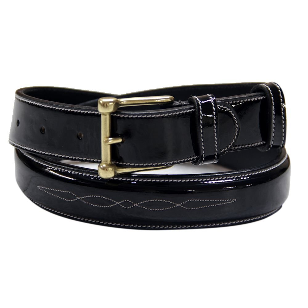 Equiluxe Glossy Leather Fancy Stitched Belt - Equiluxe Tack - Equiluxe Tack