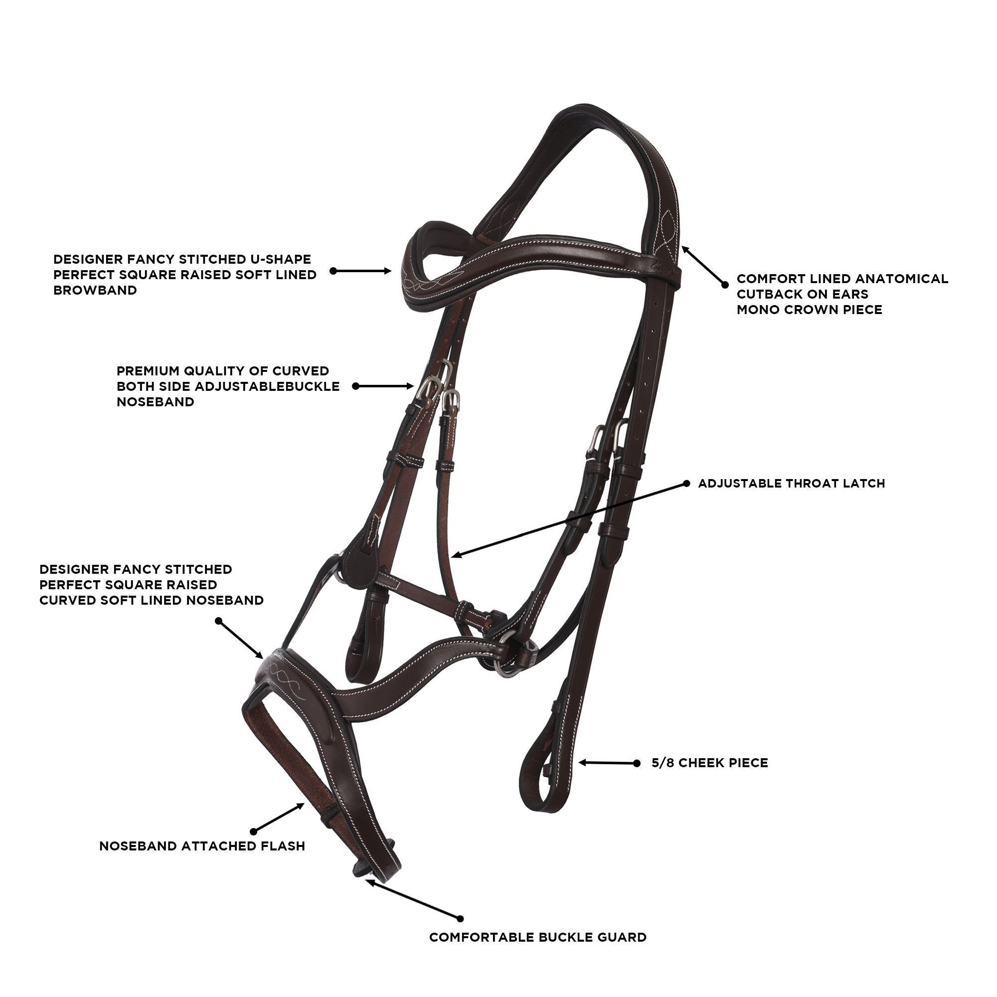 Equiluxe Innovative Combined Flash Anatomical Bridle & Reins - Equiluxe Tack - Equiluxe Tack