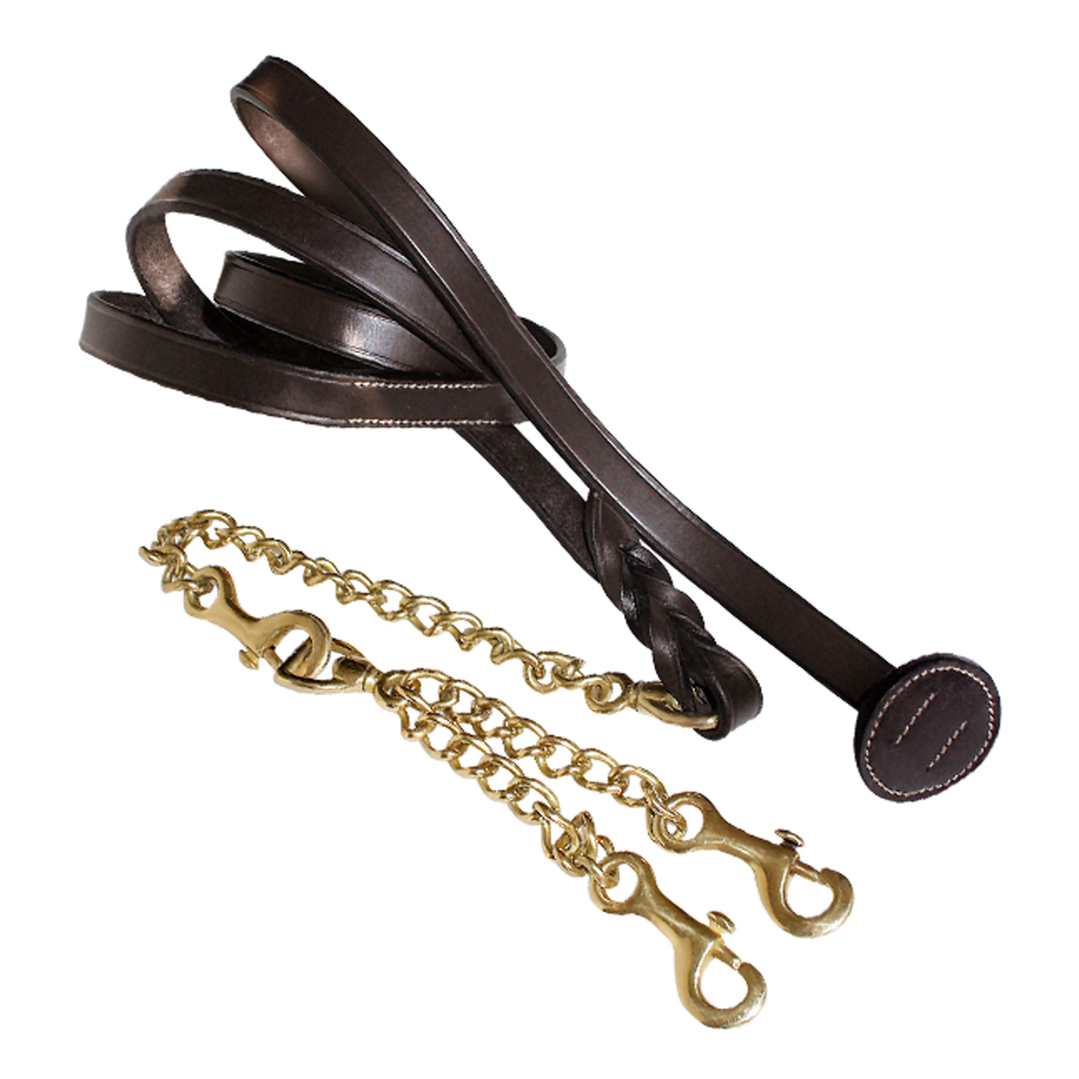 Equiluxe Leather Lead with Double Brass Chain - Equiluxe Tack - Equiluxe Tack