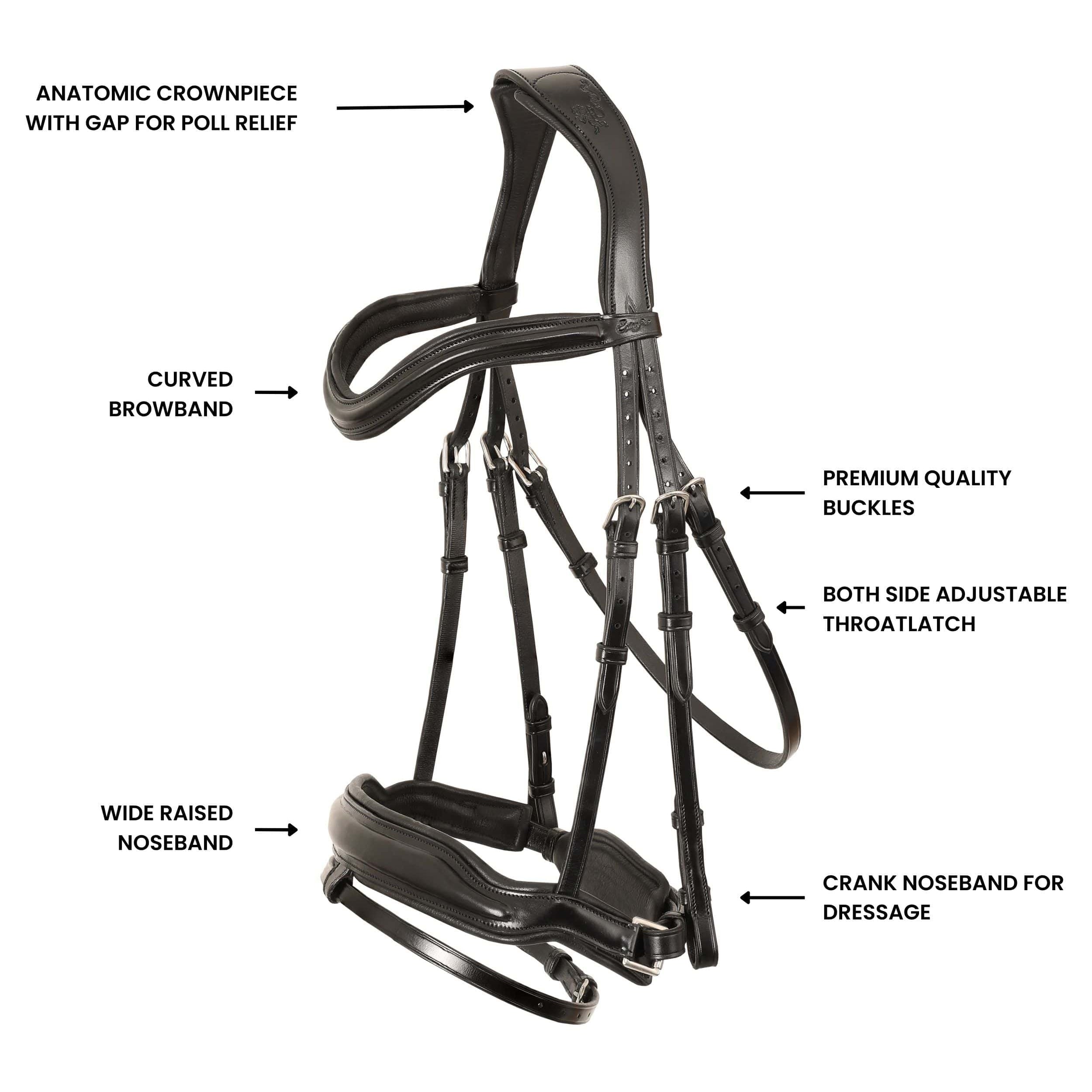 Equiluxe 'Leo' Classic Dressage Bridle with Reins - Equiluxe Tack - Equiluxe Tack