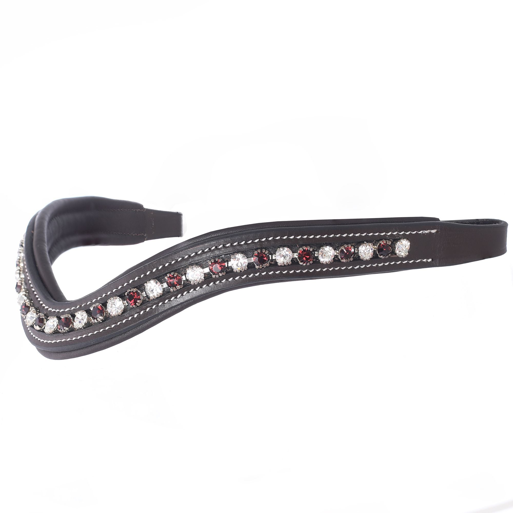 Equiluxe Padded Clear & Burgundy Crystal Browband - Equiluxe Tack - Equiluxe Tack