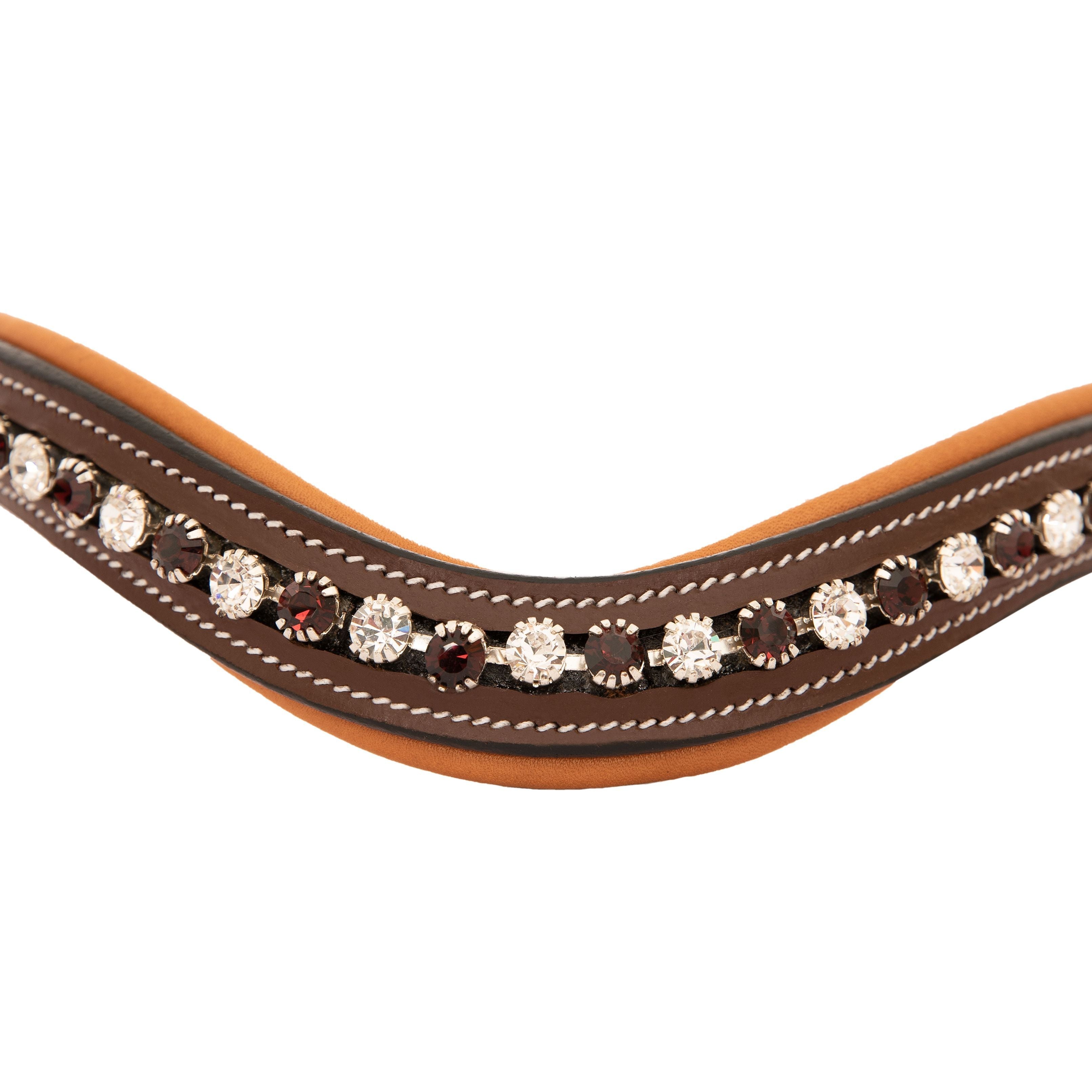 Equiluxe Padded Clear & Burgundy Crystal Browband - Equiluxe Tack - Equiluxe Tack