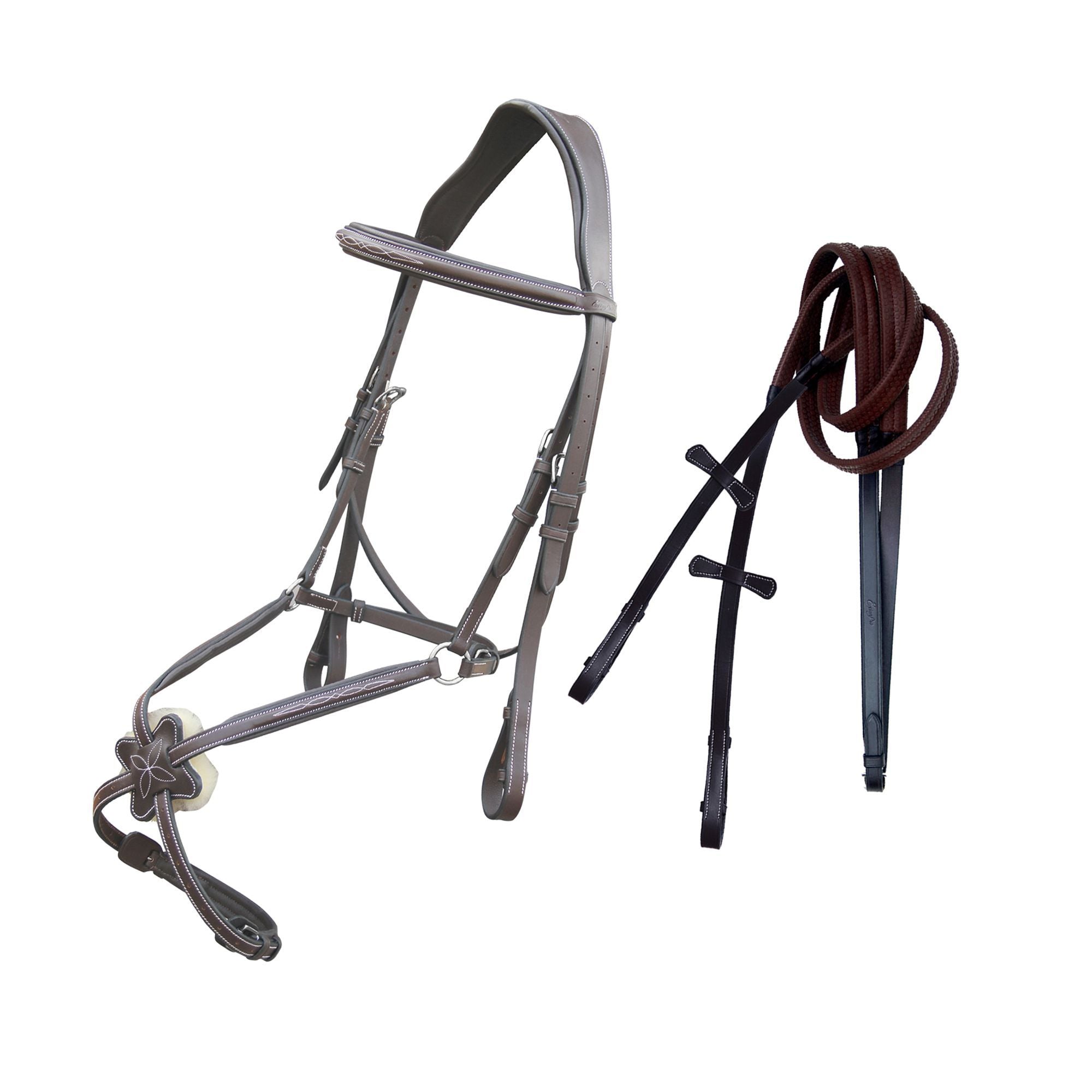 Equiluxe Padded Monocrown Figure 8 Bridle & Reins - CLEARANCE - Equiluxe Tack - Equiluxe Tack