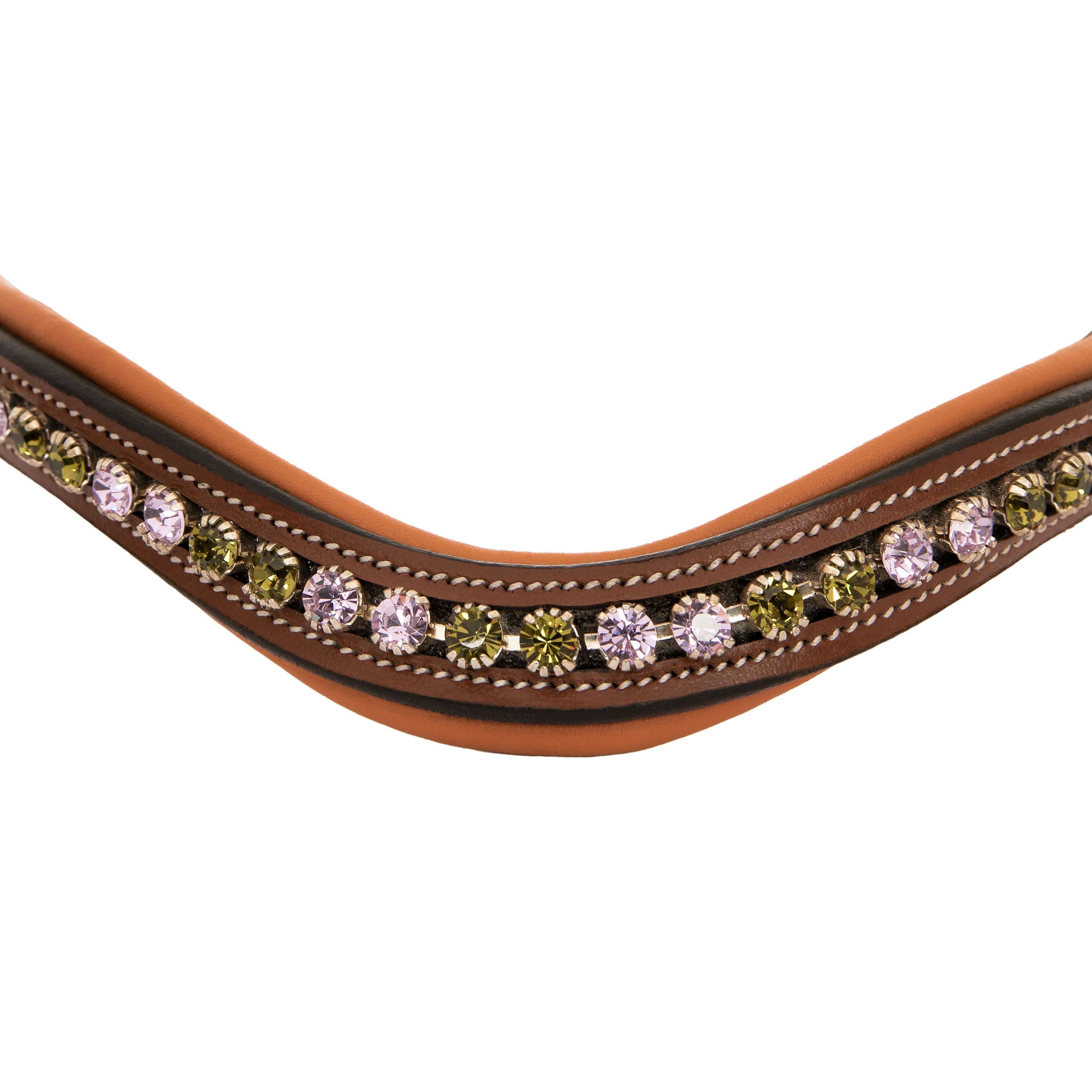 Equiluxe Padded Olive & Violet Crystal Browband - Equiluxe Tack - Equiluxe Tack