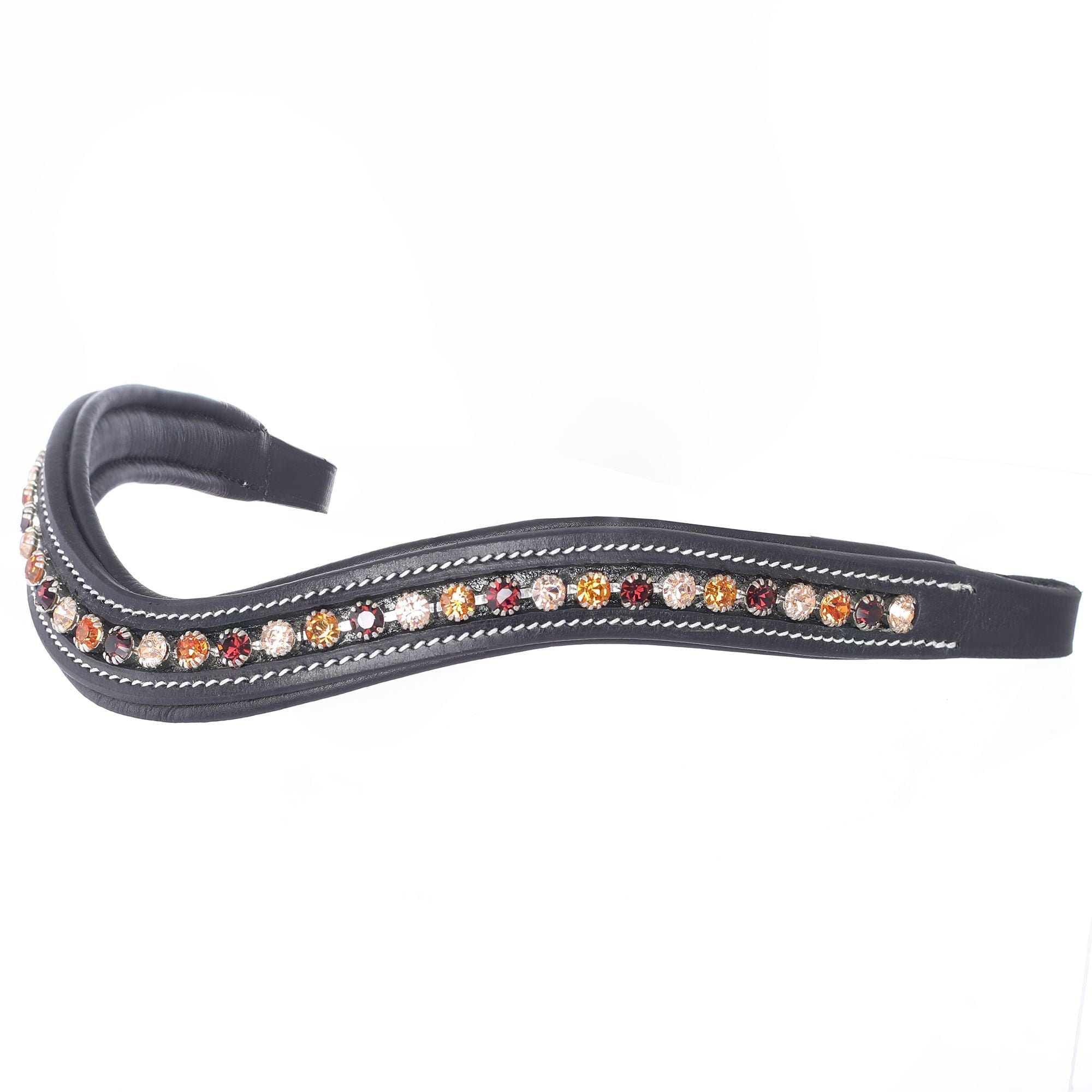 Equiluxe Padded Peach, Burgundy & Topaz Crystal Browband - Equiluxe Tack - Equiluxe Tack