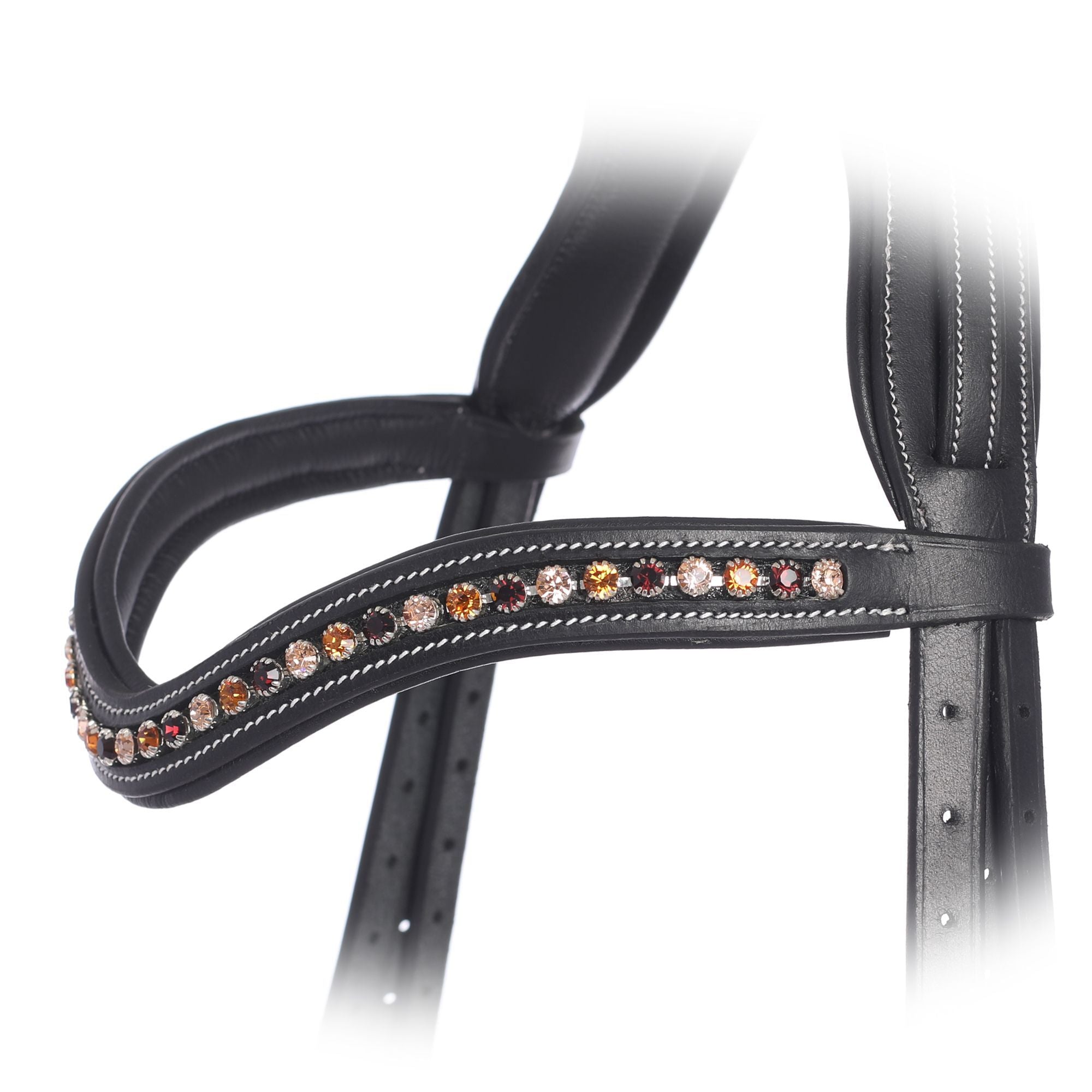 Equiluxe Padded Peach, Burgundy & Topaz Crystal Browband - Equiluxe Tack - Equiluxe Tack