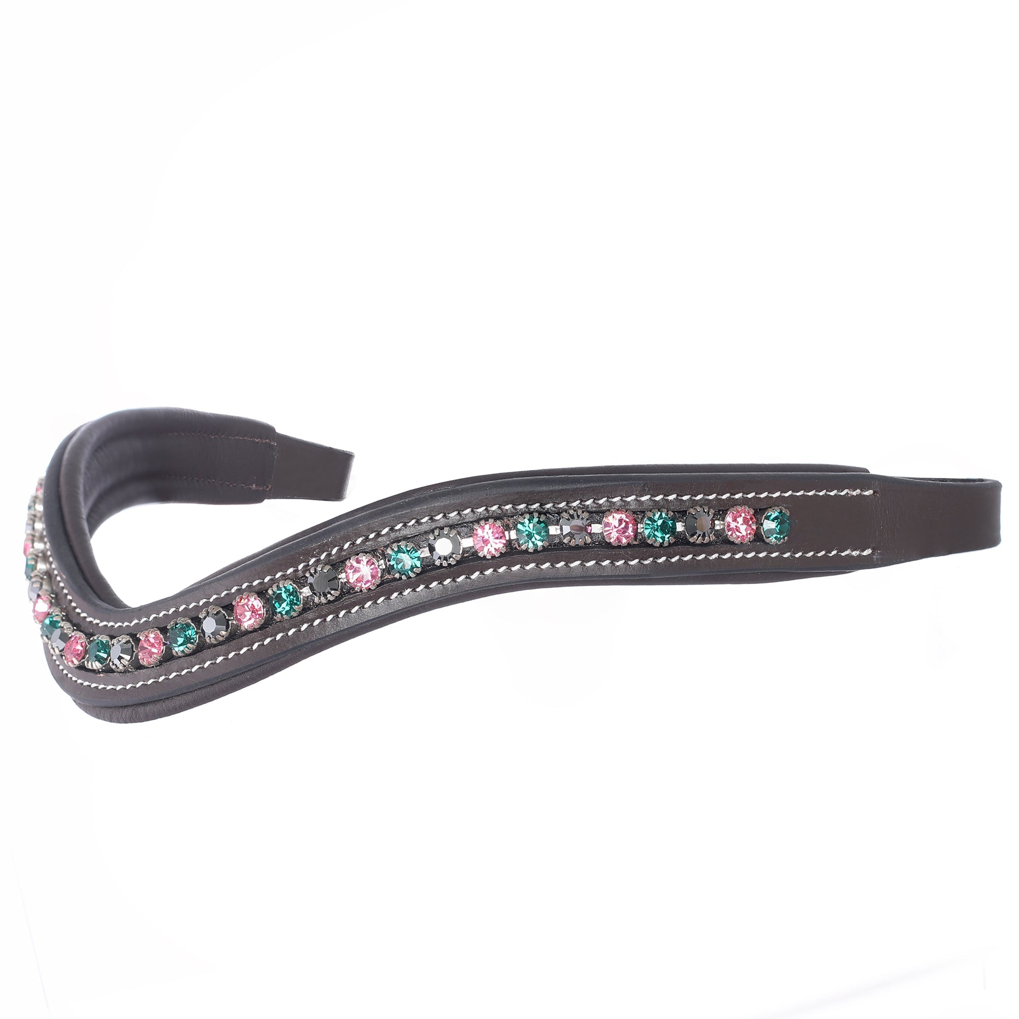 Equiluxe Padded Rose, Emerald, & Hematite Crystal Browband - Equiluxe Tack - Equiluxe Tack