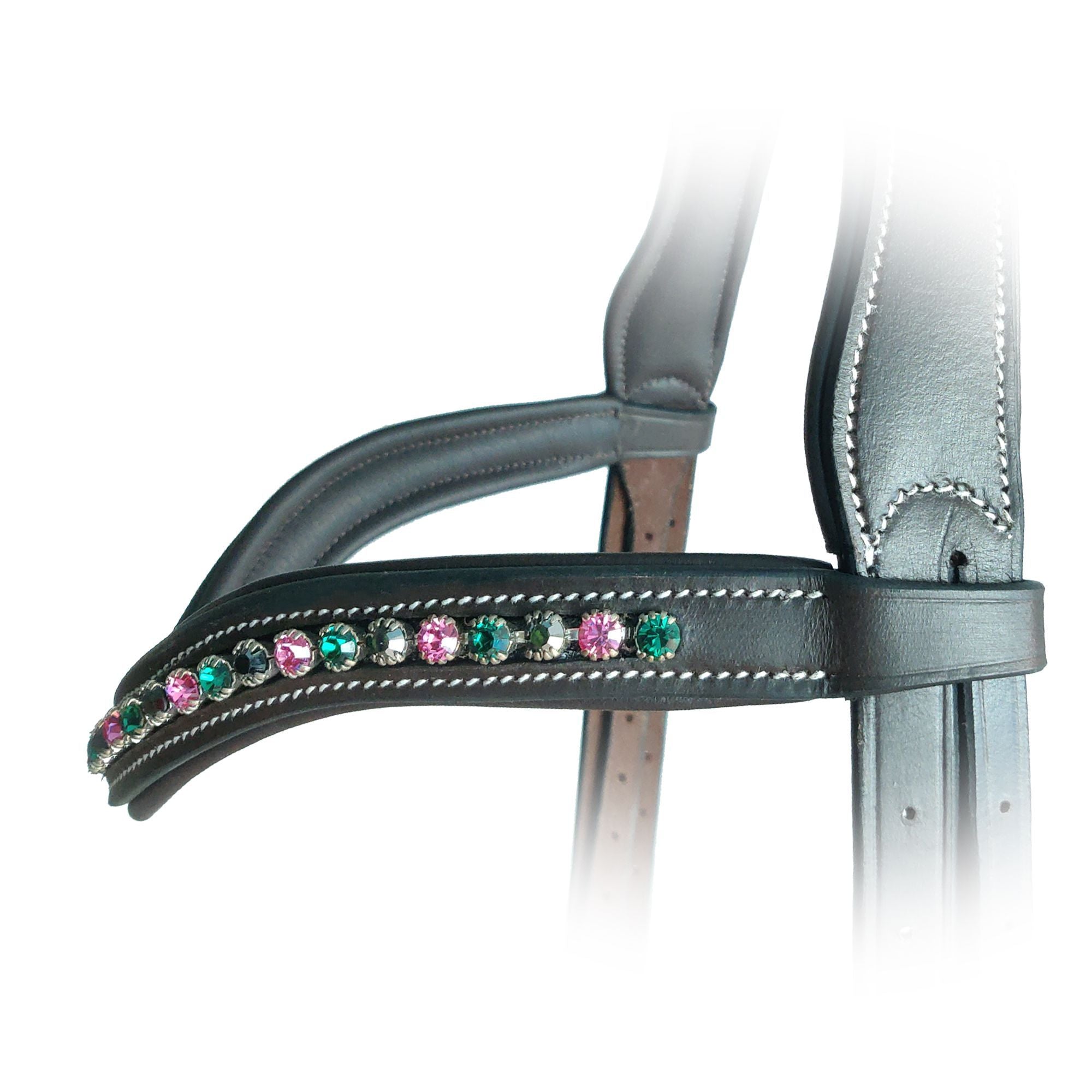 Equiluxe Padded Rose, Emerald, & Hematite Crystal Browband - Equiluxe Tack - Equiluxe Tack