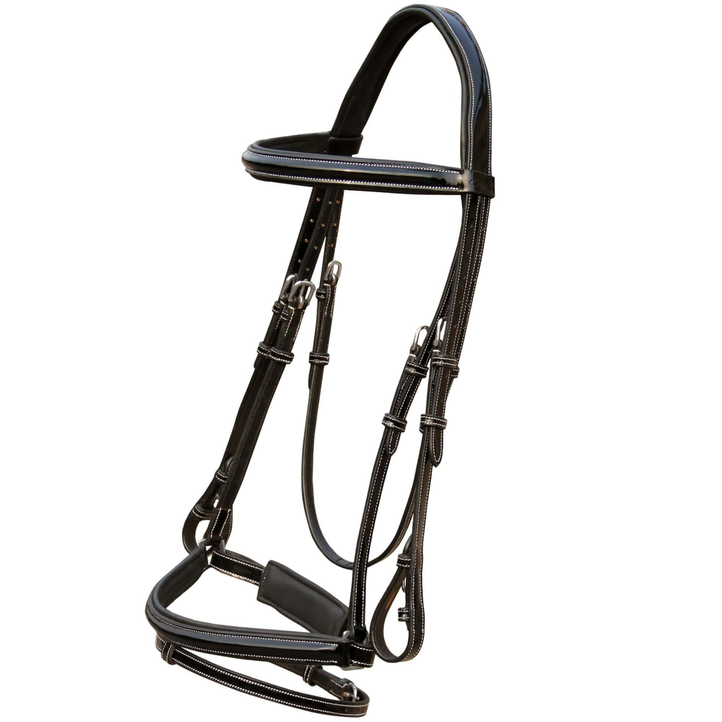 Equiluxe Patent Leather Dressage Bridle with Rubber Reins - Equiluxe Tack - Equiluxe Tack