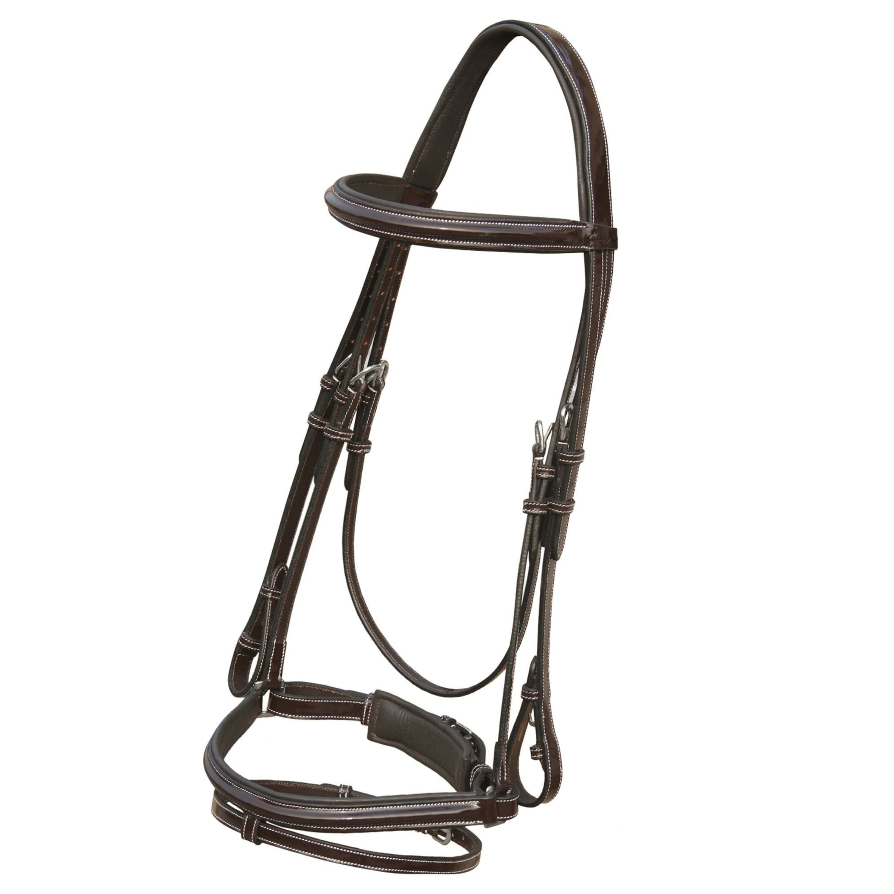 Equiluxe Patent Leather Dressage Bridle with Rubber Reins - Equiluxe Tack - Equiluxe Tack