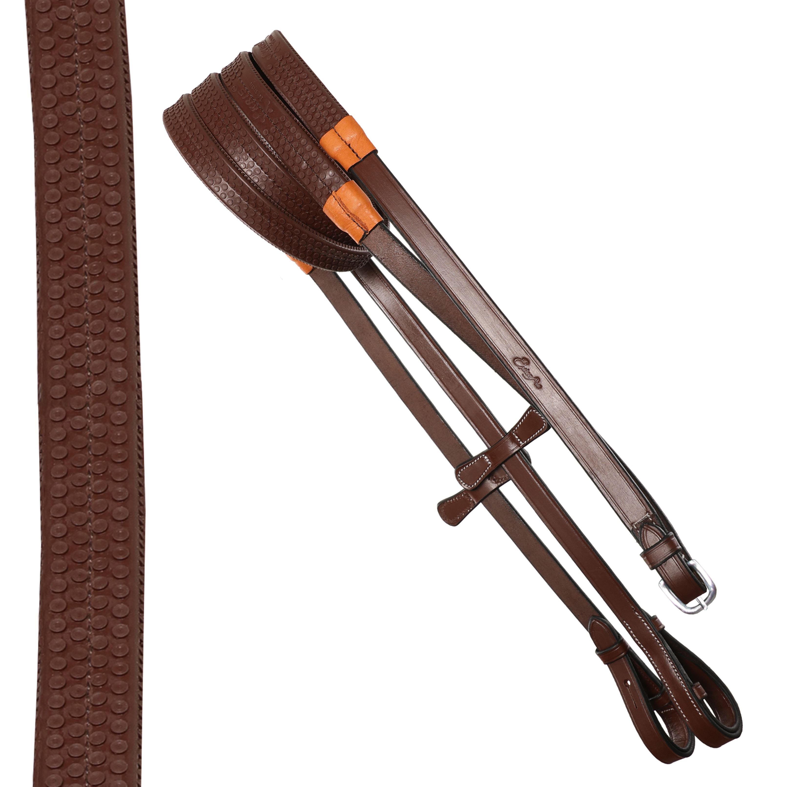 Equiluxe Rubber Reins w/ Leaf Style Martingale Stoppers - Equiluxe Tack - Equiluxe Tack