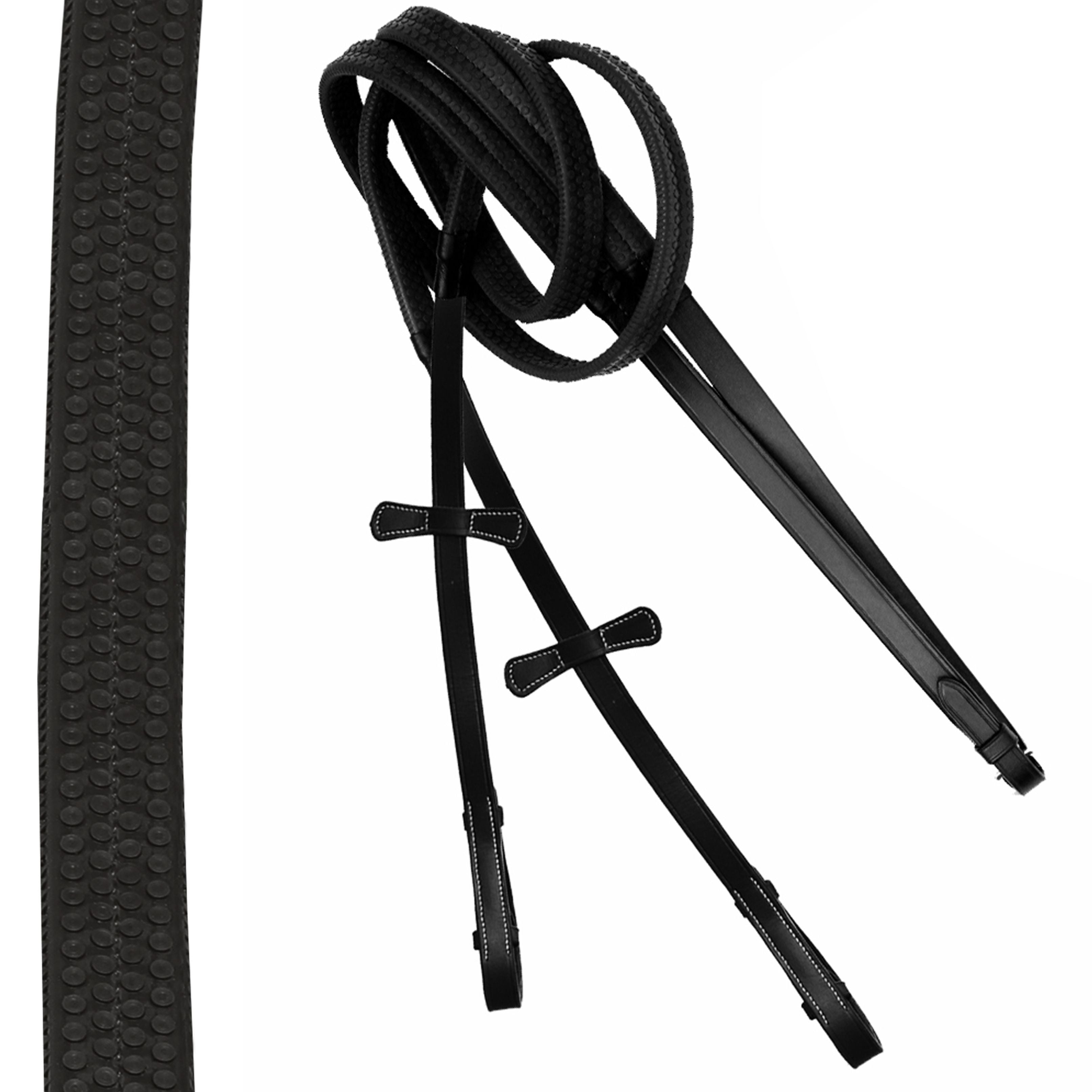 Equiluxe Rubber Reins w/ Leaf Style Martingale Stoppers - Equiluxe Tack - Equiluxe Tack