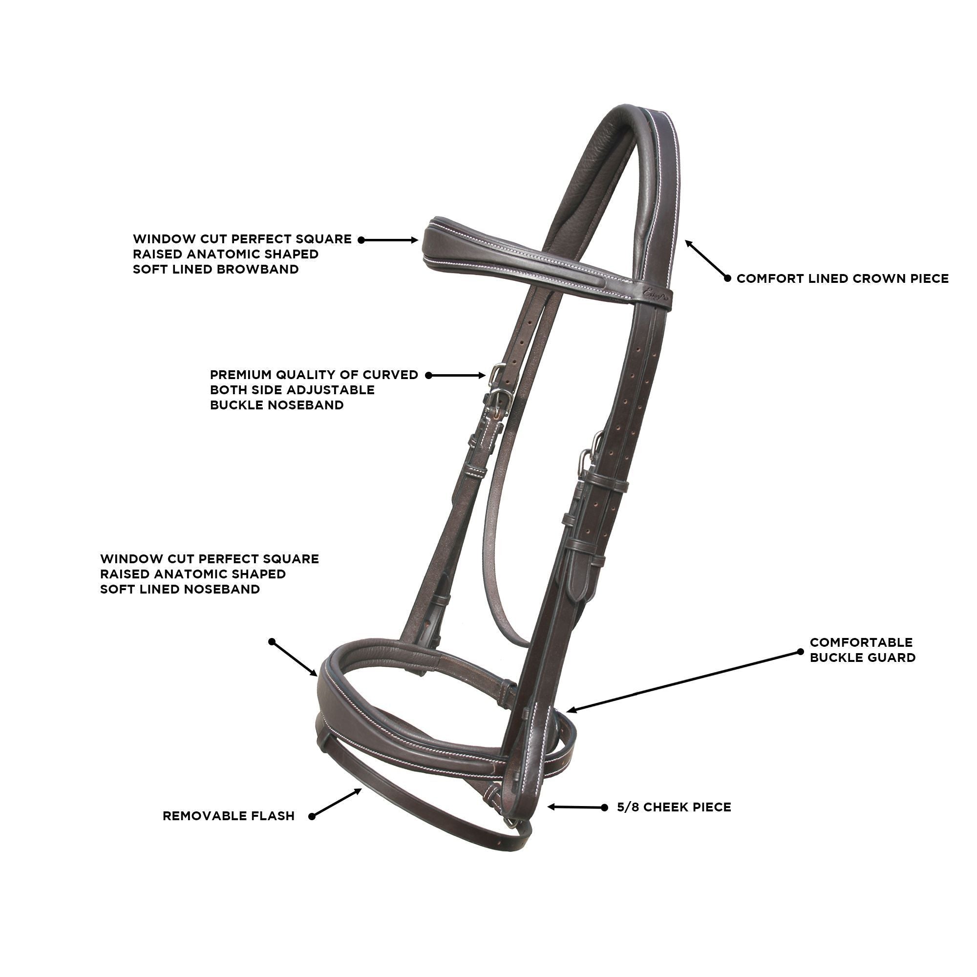 Equiluxe Soft Raised Anatomical Bridle with Rubber Reins - Equiluxe Tack - Equiluxe Tack