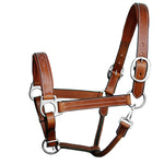 Equiluxe Triple Stitched Leather Halter - Brass Nickel Hardware - Equiluxe Tack - Equiluxe Tack