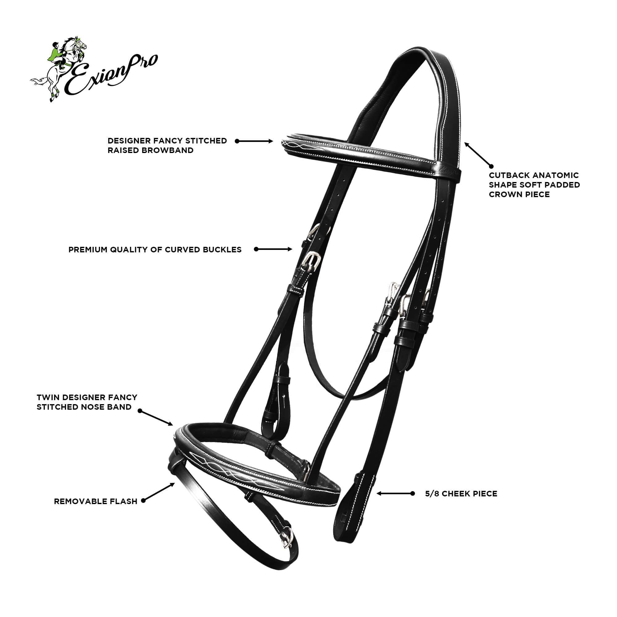 Equiluxe Twin Fancy Stitched English Snaffle Bridle - Equiluxe Tack - Equiluxe Tack