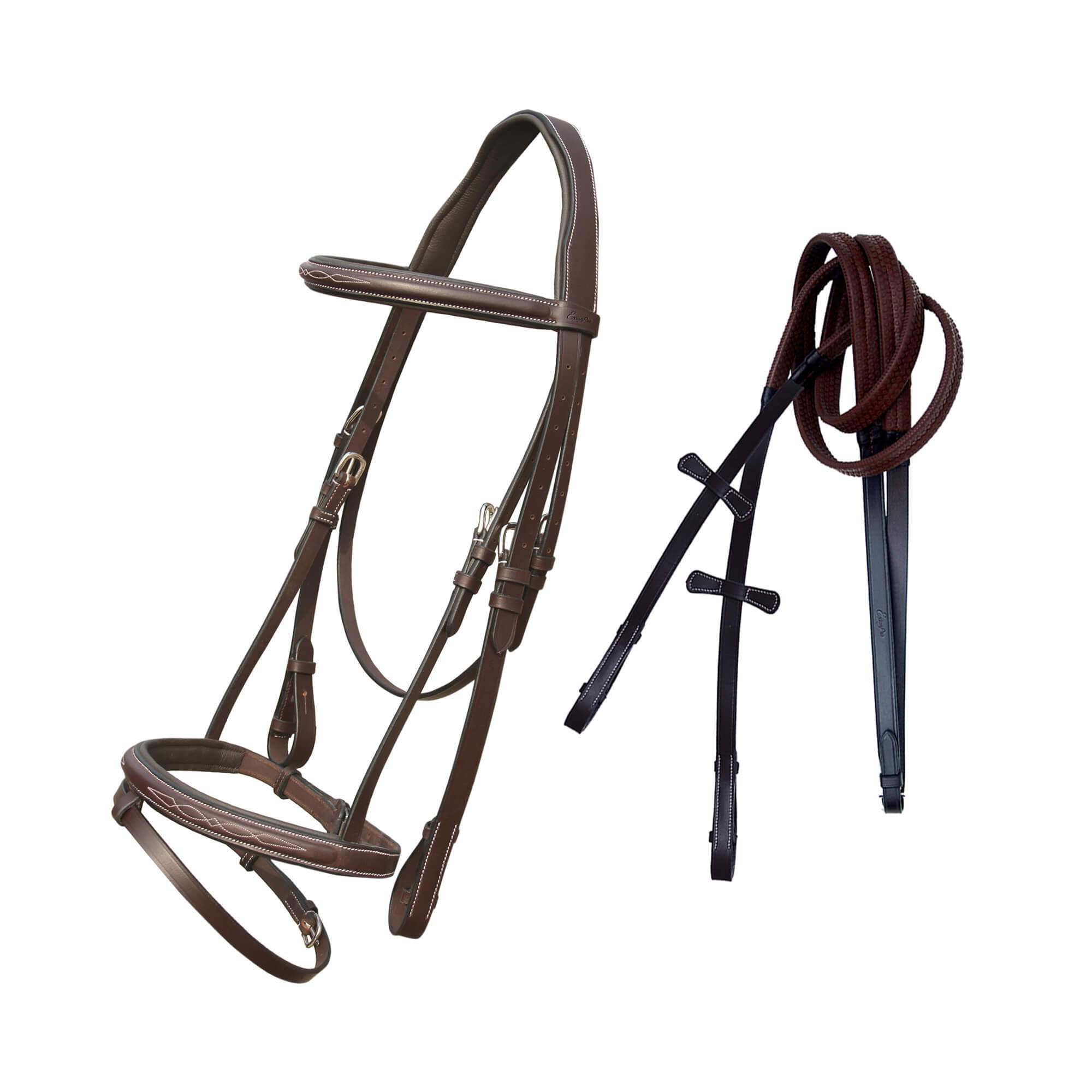 Equiluxe Twin Fancy Stitched English Snaffle Bridle - Equiluxe Tack - Equiluxe Tack