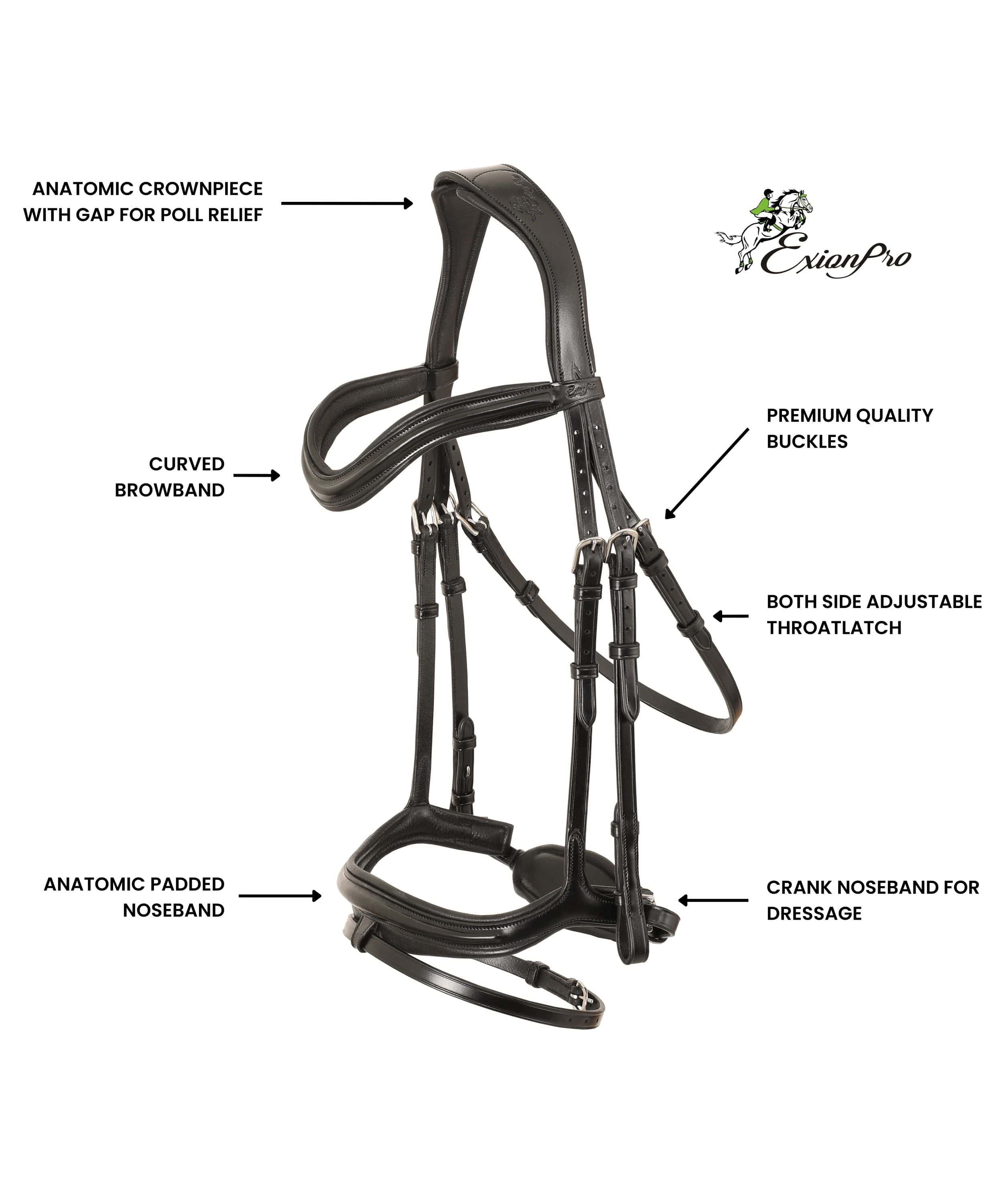 Equiluxe 'Ursa' Anatomic Dressage Bridle With Reins - Equiluxe Tack - Equiluxe Tack