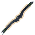 Equiluxe Wave Girth w/ Leather & Sheepskin Padding - Green Elastic - Equiluxe Tack - Equiluxe Tack