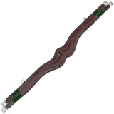 Equiluxe Wave Girth w/ Leather & Sheepskin Padding - Green Elastic - Equiluxe Tack - Equiluxe Tack