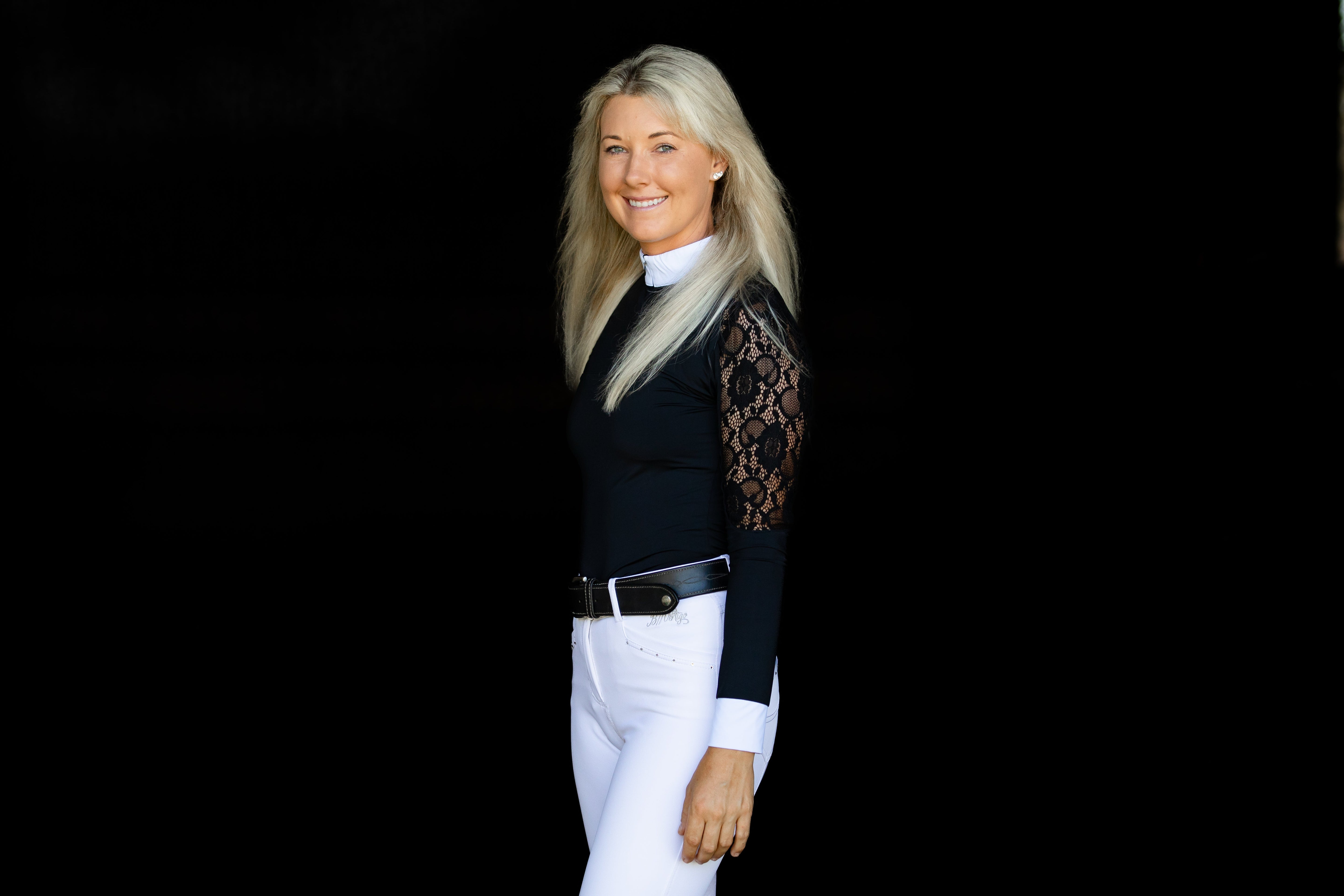 Equishow Black Long Sleeve Lace Shirt - EquiShow - Equiluxe Tack