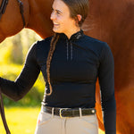 Equishow Black Longsleeve Crystal Shirt - EquiShow - Equiluxe Tack